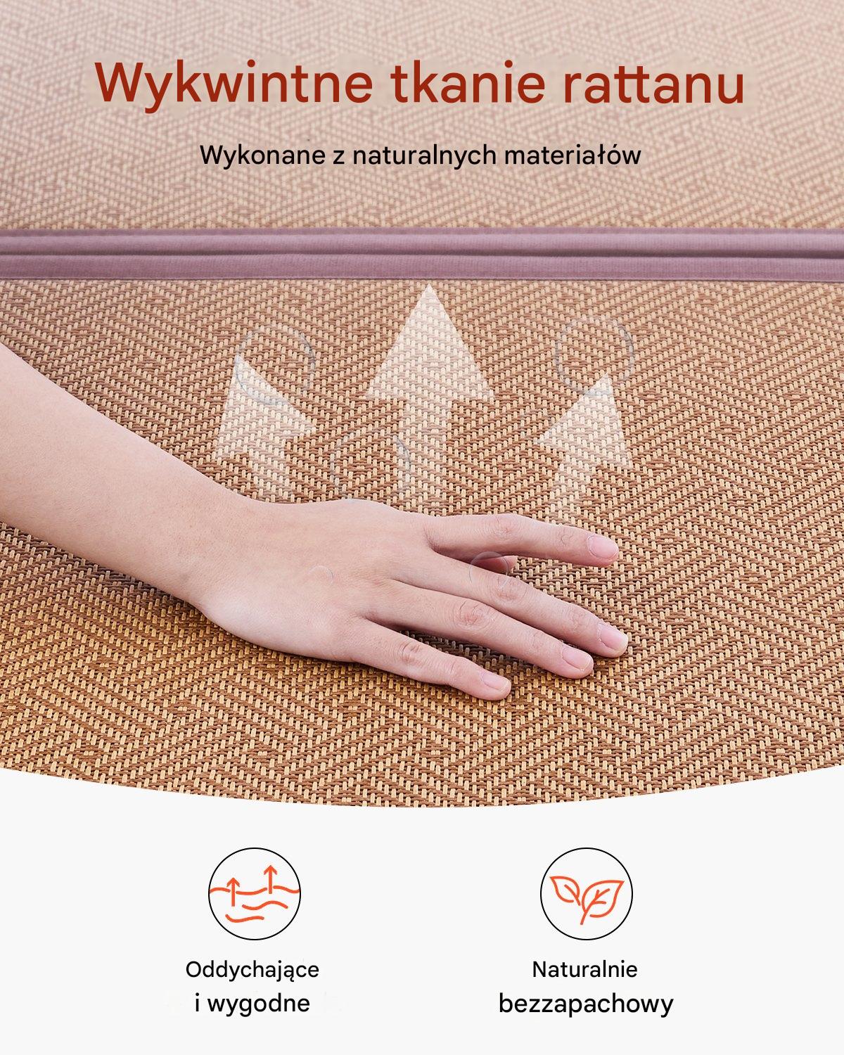 Materac Tatami Japoński Składany z Naturalnej Rattanu – 2032 x 1397 x 13 mm - obrazek 5