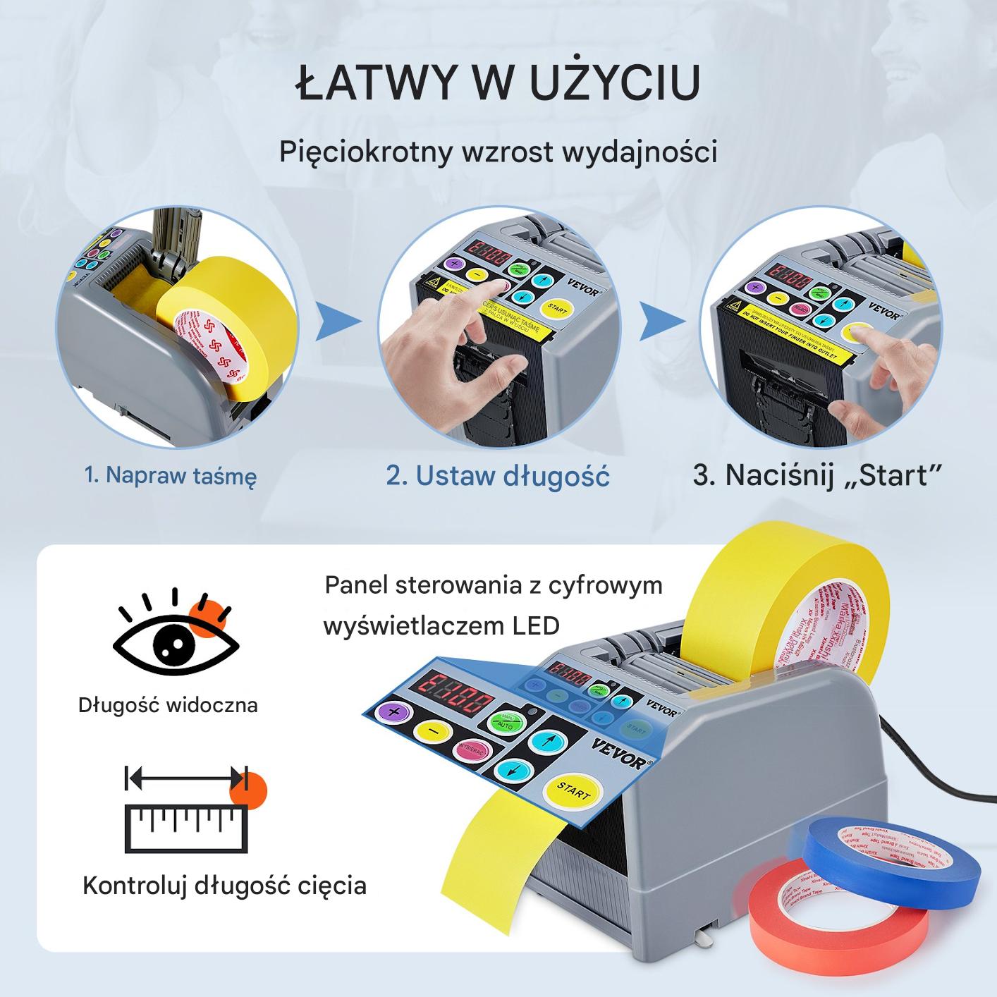 Automatyczny Dystrybutor Taśmy z Funkcją Cięcia - Szerokość Taśmy 6-60 mm - obrazek 4