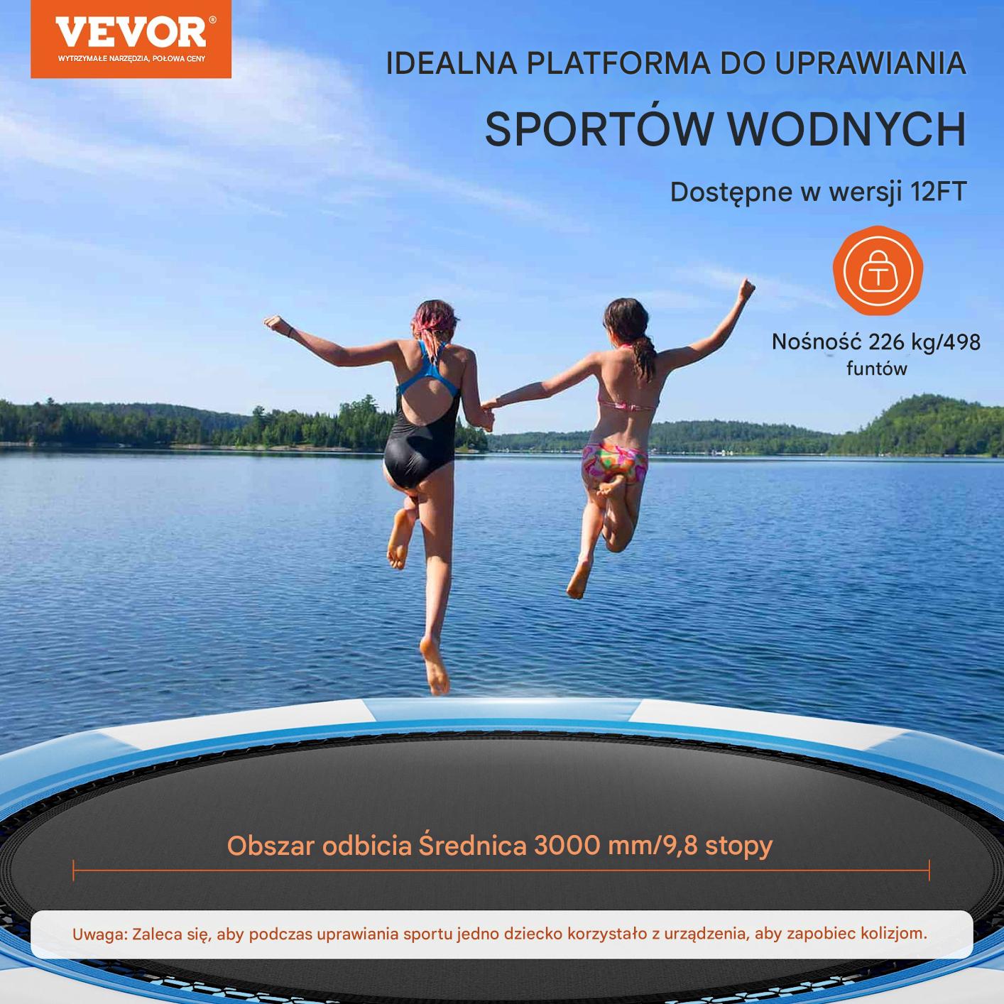 Dmuchana trampolina wodna + pompka elektryczna 415 cm niebieska - obrazek 7