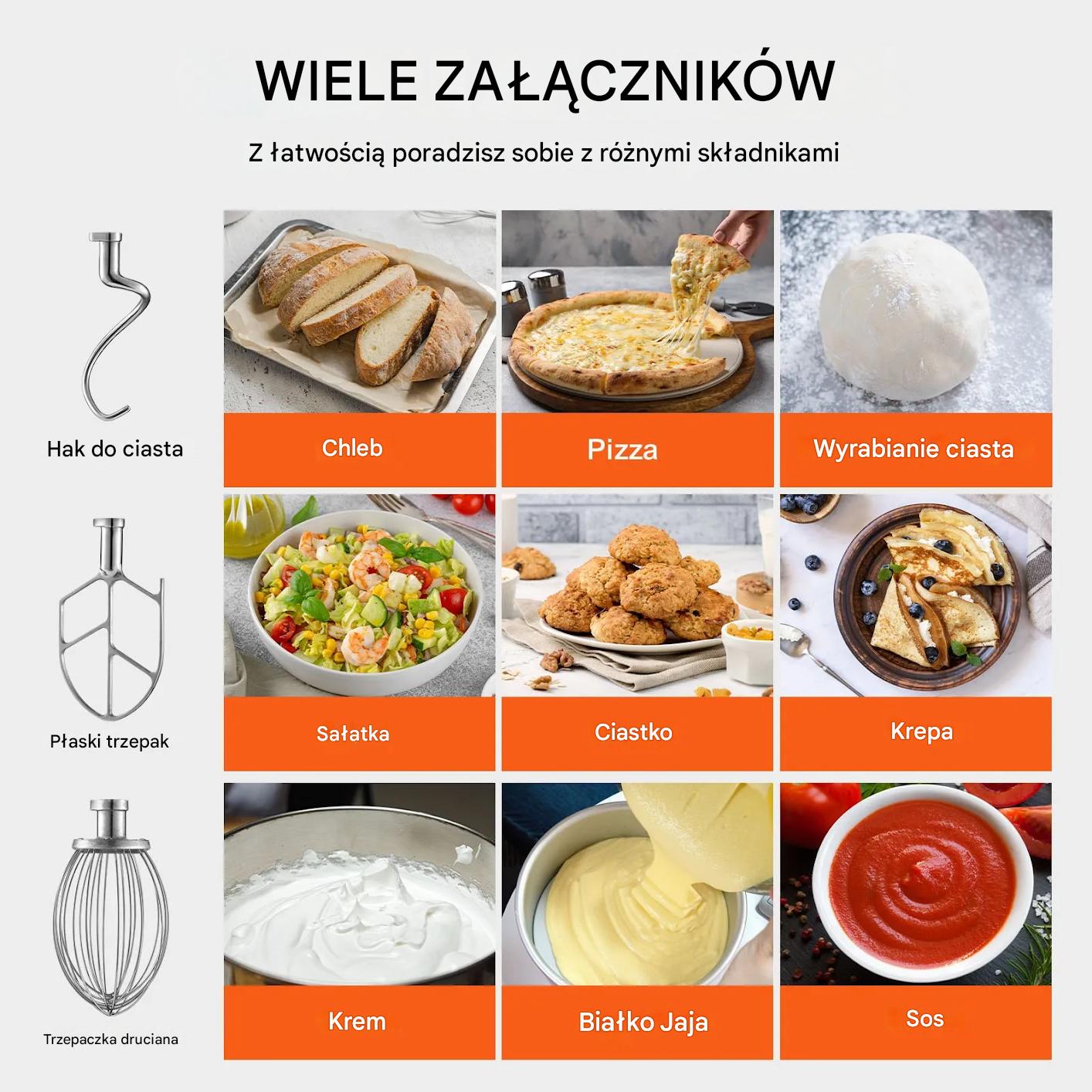 Mikser planetarny gastronomiczny 14L 550W 3 biegi do ciasta - obrazek 7