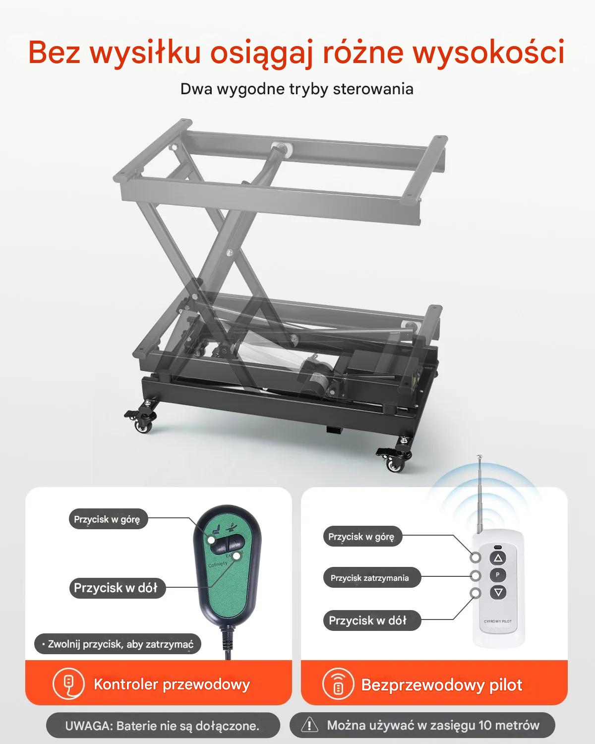 Stół podnośny elektryczny nożycowy 150 kg regulacja wysokości na kołach - obrazek 4