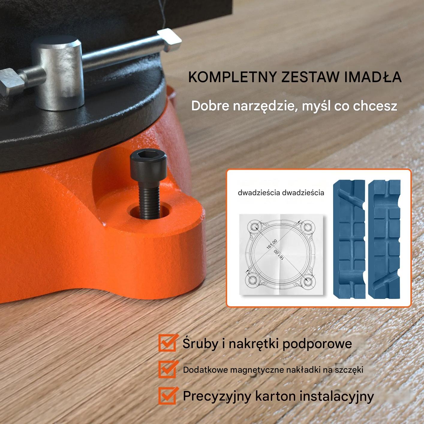 Imadło ślusarskie 150mm obrotowe 360° z kowadłem do warsztatu - obrazek 4