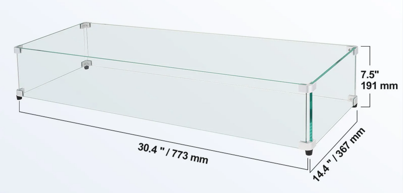 Osłona przeciwpożarowa 773x367mm szklana 8mm do paleniska - obrazek 2