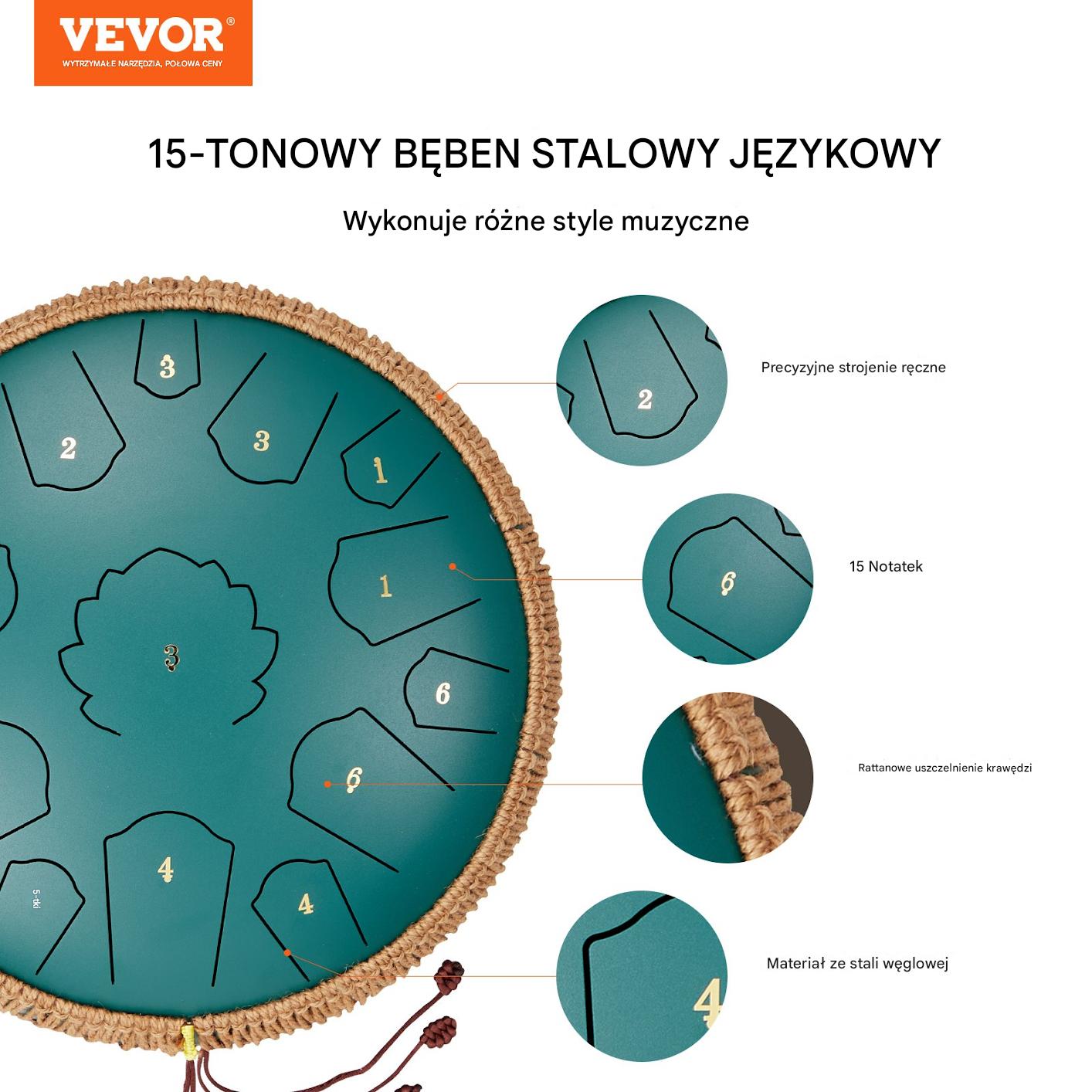 Bęben eteryczny 35,6 cm zielony - obrazek 7