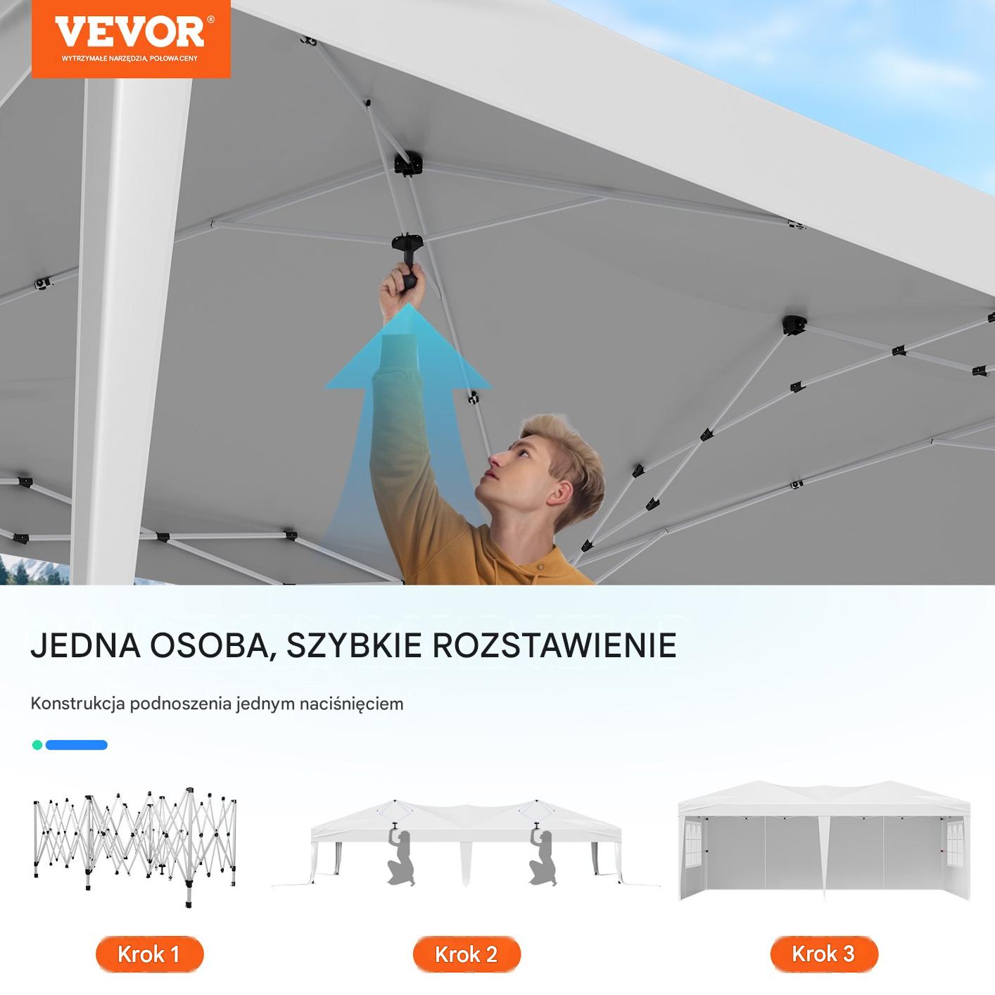 Namiot ogrodowy składany z 3 ściankami okna regulacja na eventy ogród - obrazek 3