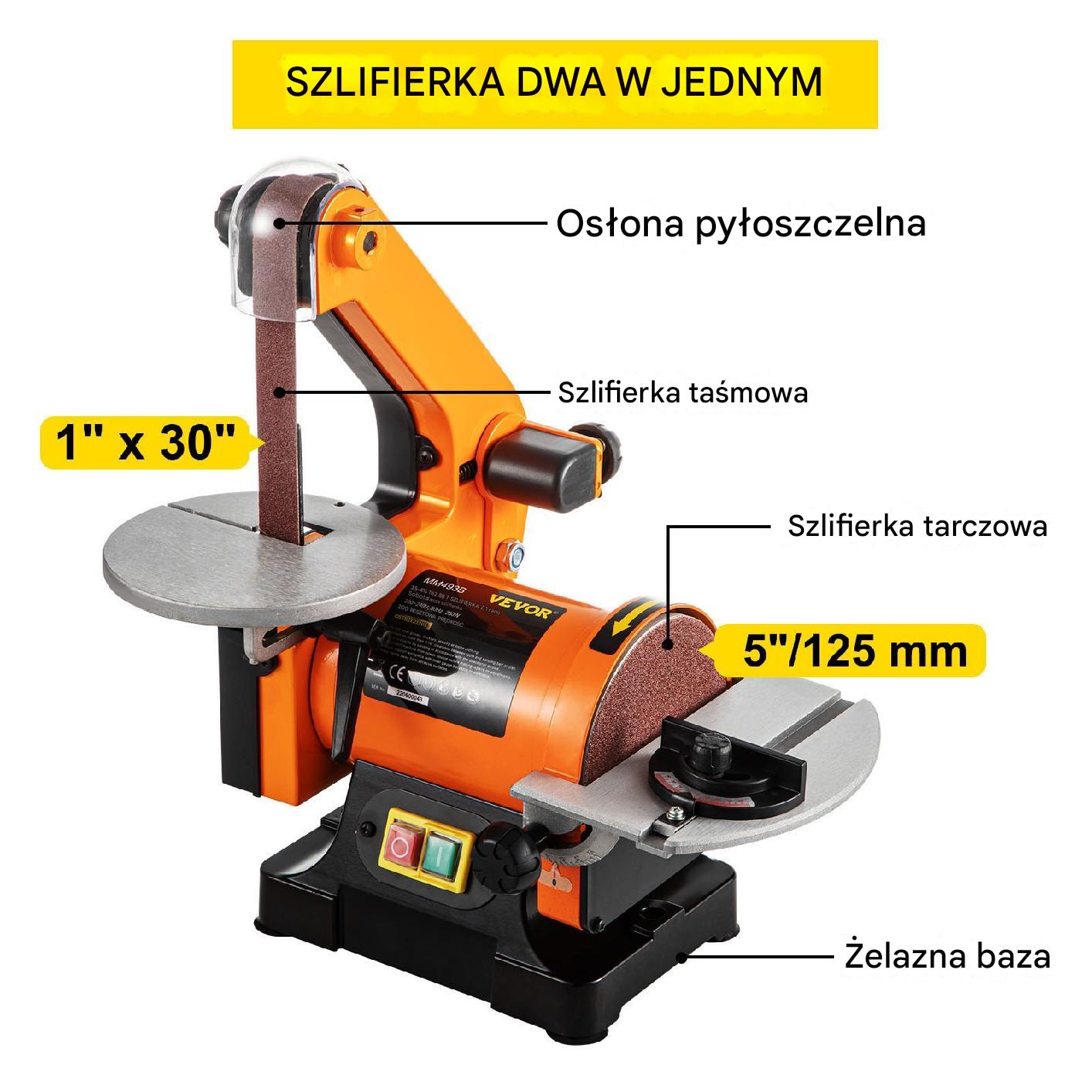 Szlifierka taśmowa tarczowa stołowa 250 W - obrazek 8