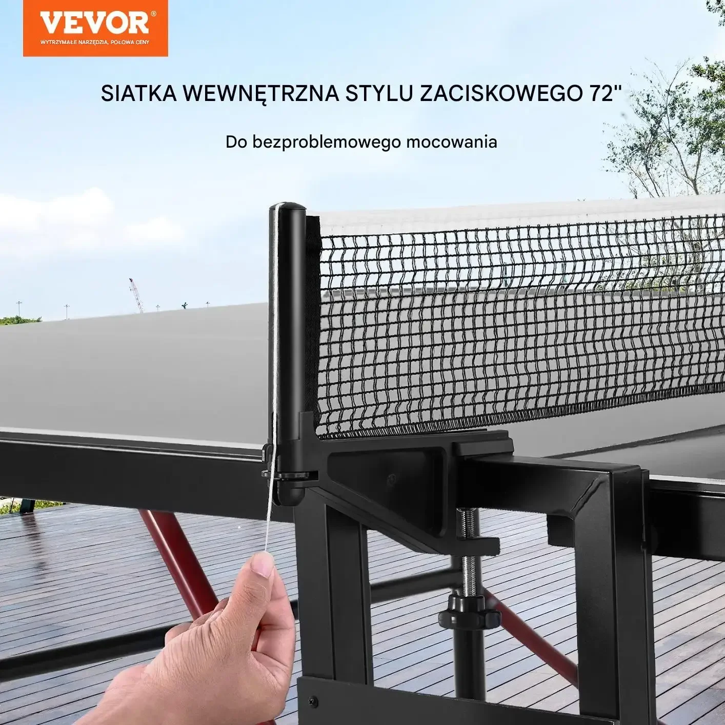 Stół do tenisa stołowego składany czarny z kółkami szybki montaż ping pong - obrazek 4