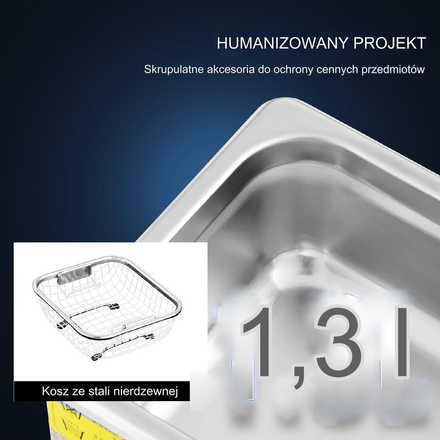 Myjka ultradźwiękowa 0,3L 40kHz podgrzewanie timer 60W profesjonalna - obrazek 4