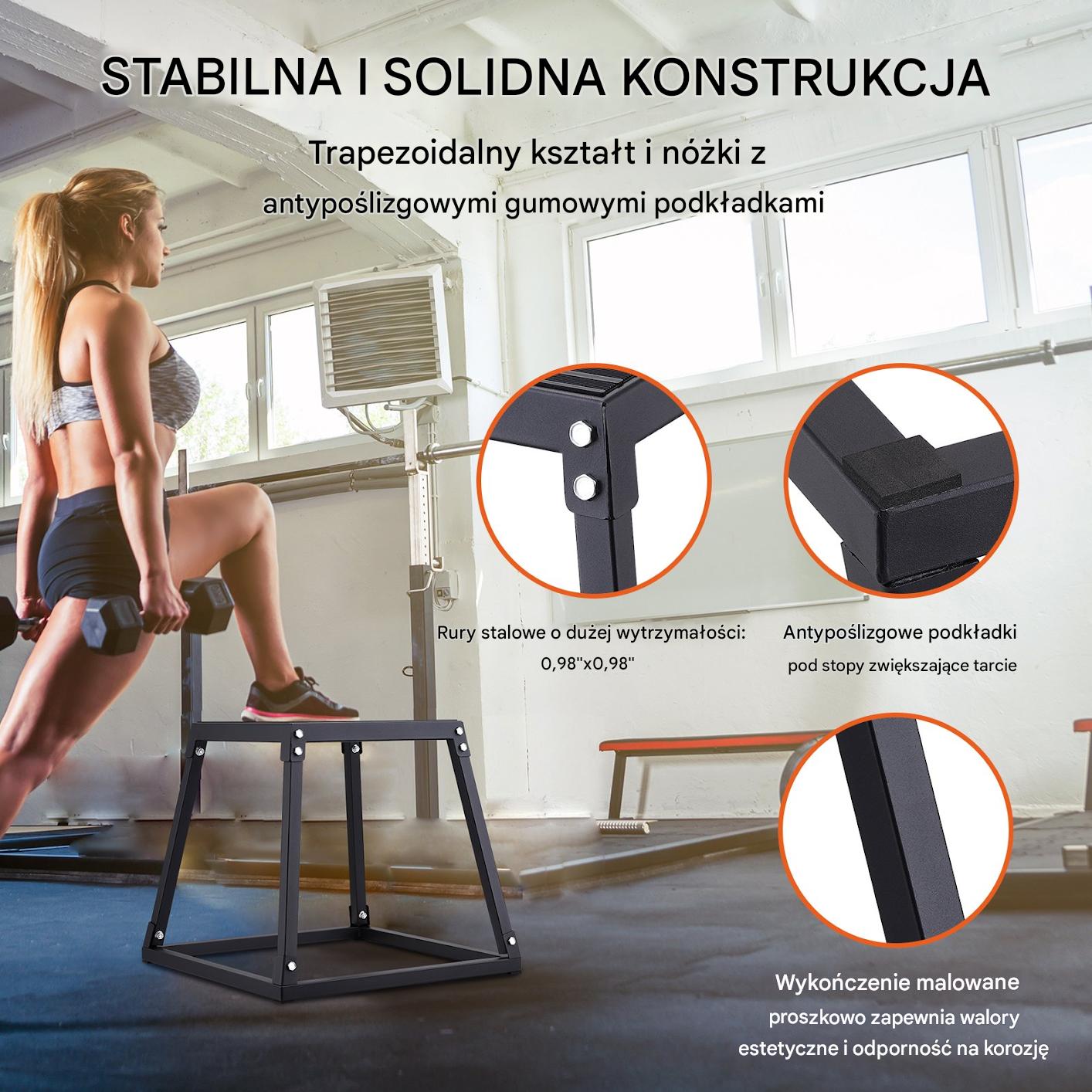 Platforma Plyometryczna Stalowa – Czarna 45 cm - obrazek 4