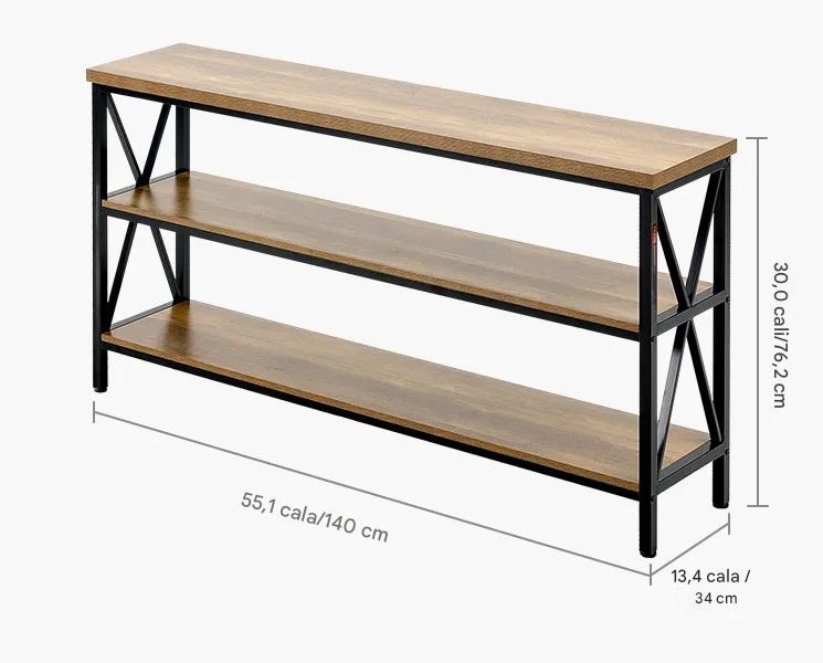 Konsola wąska 140 cm 3-poziomowa metalowa półka do salonu i korytarza - obrazek 2
