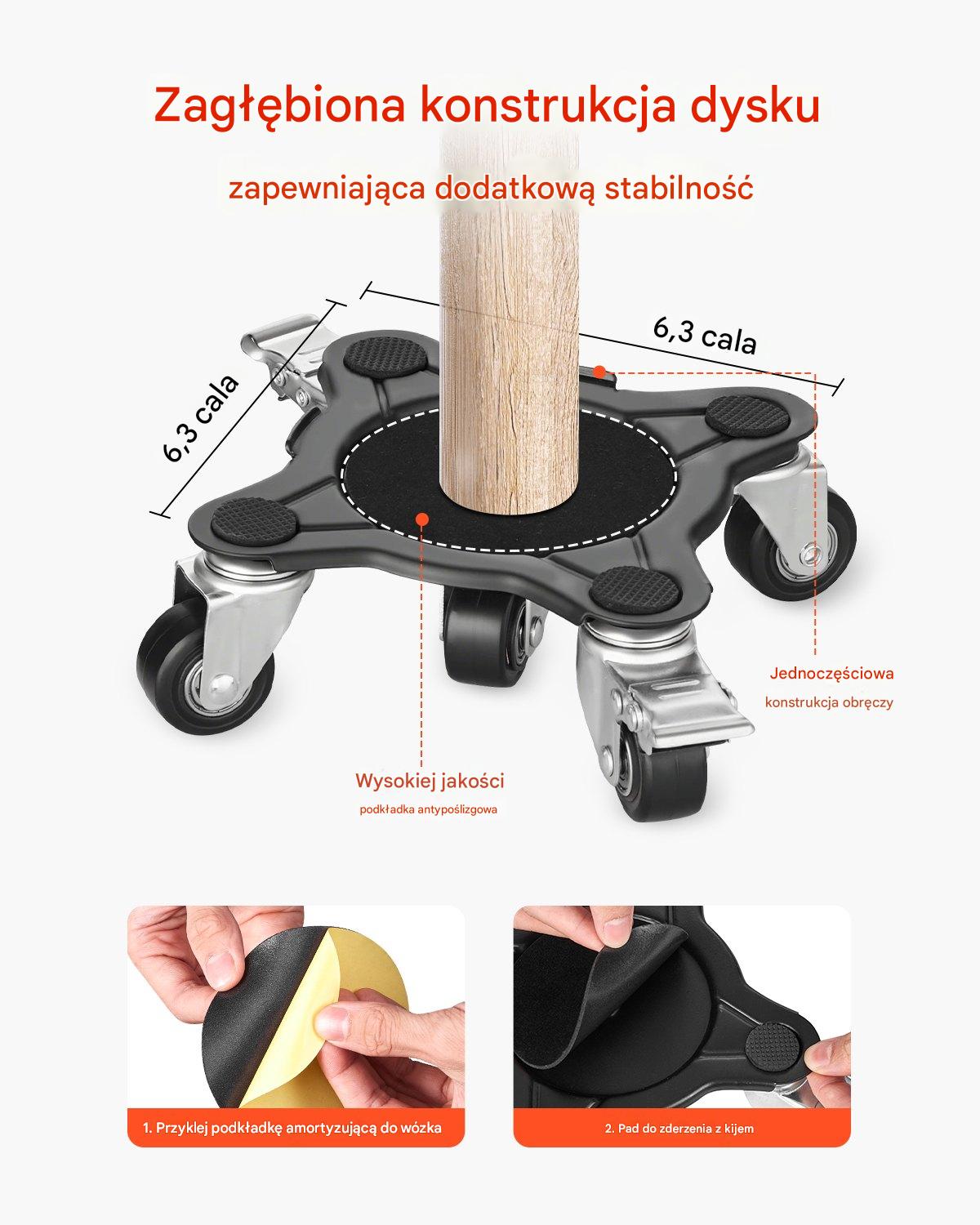 Wózki Transportowe do Mebli Platforma Podnośnik Zestaw 4 Sztuki 544 kg - obrazek 3