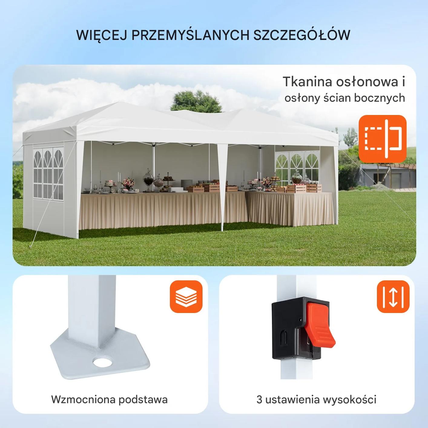 Namiot ogrodowy składany z 3 ściankami okna regulacja na eventy ogród - obrazek 7