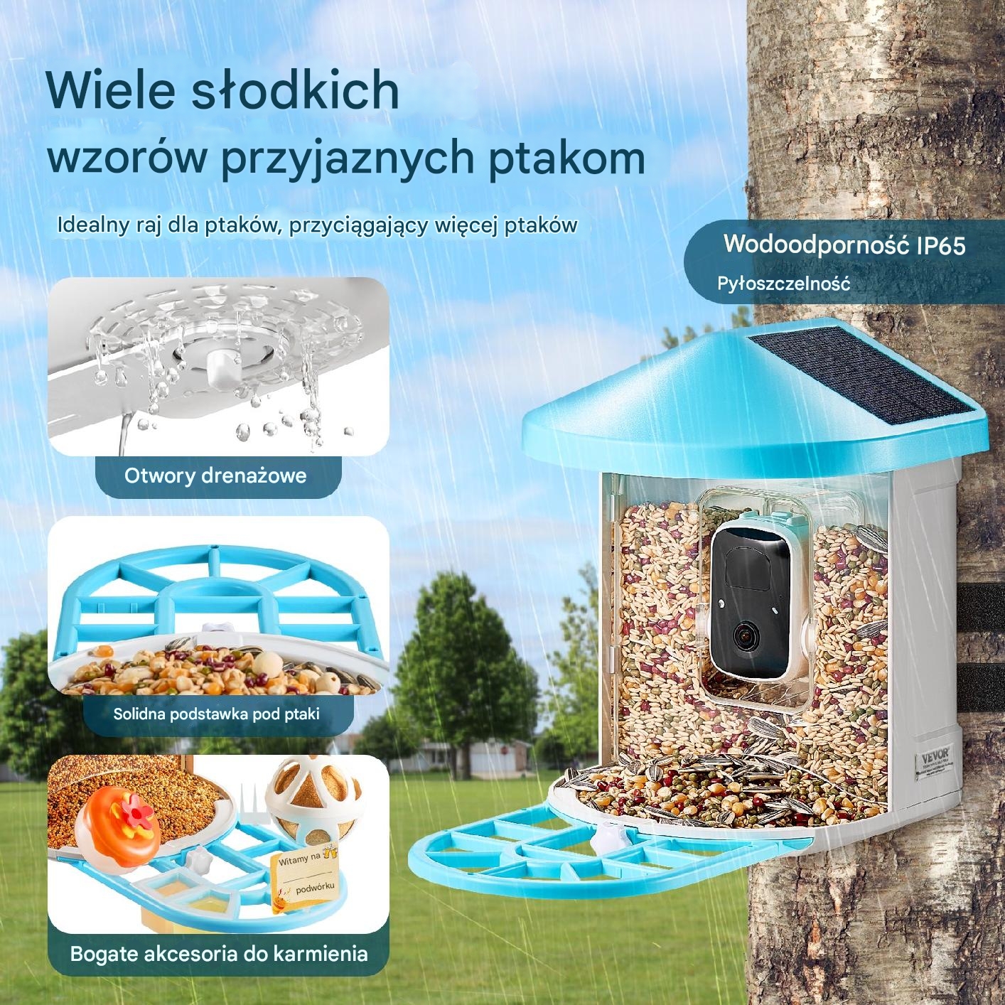 Karmnik z kamerą 2K AI solarny automatyczne nagrywanie ptaków wifi - obrazek 5