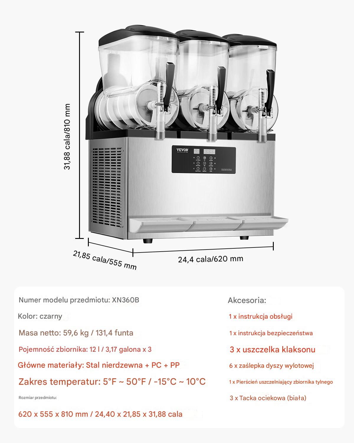 Maszyna do Napojów Mrożonych Slushie i Smoothie 3x12L - obrazek 2
