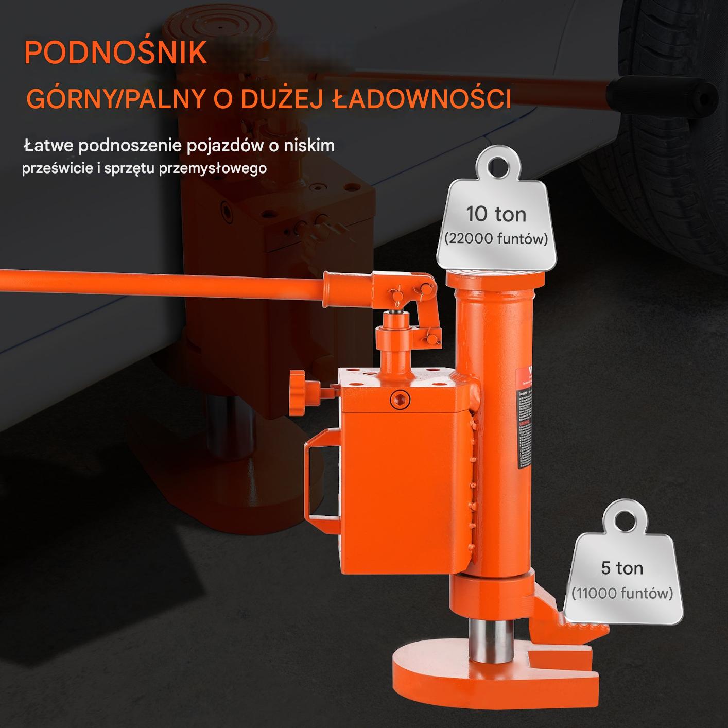 Podnośnik hydrauliczny maszynowy 5T stopa 10T góra obrotowy 360° - obrazek 3