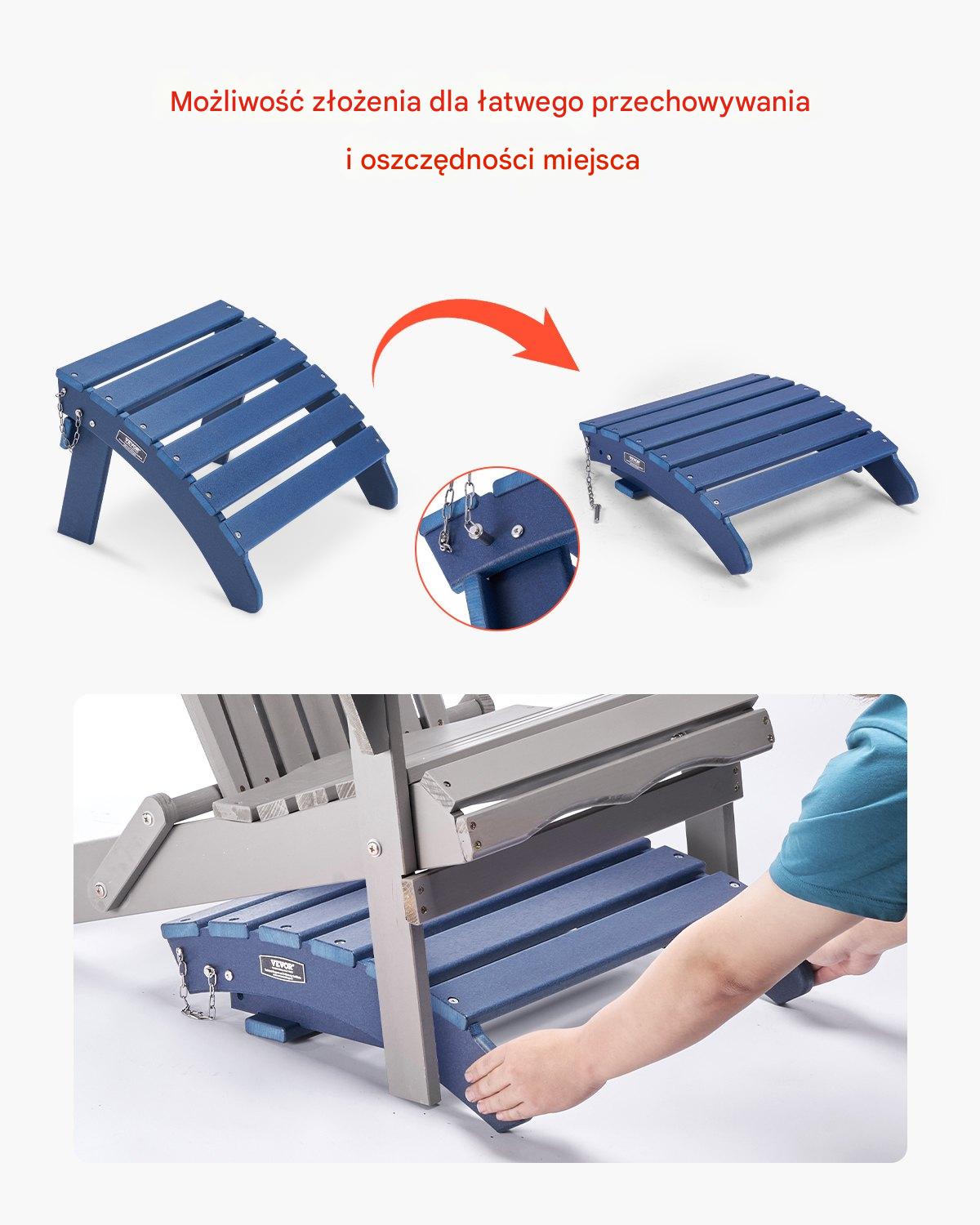 Podnóżek Adirondack Taboret Ogrodowy Składany HDPE 48x48x35cm - obrazek 3