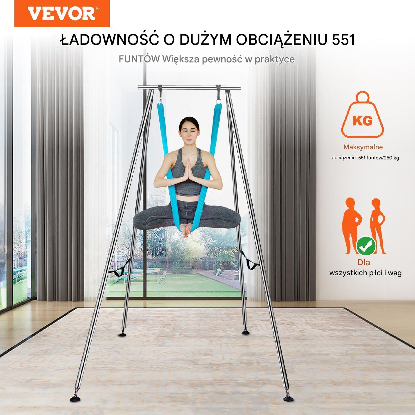 Stojak z Hamakiem Aerial Yoga Niebieski - obrazek 7