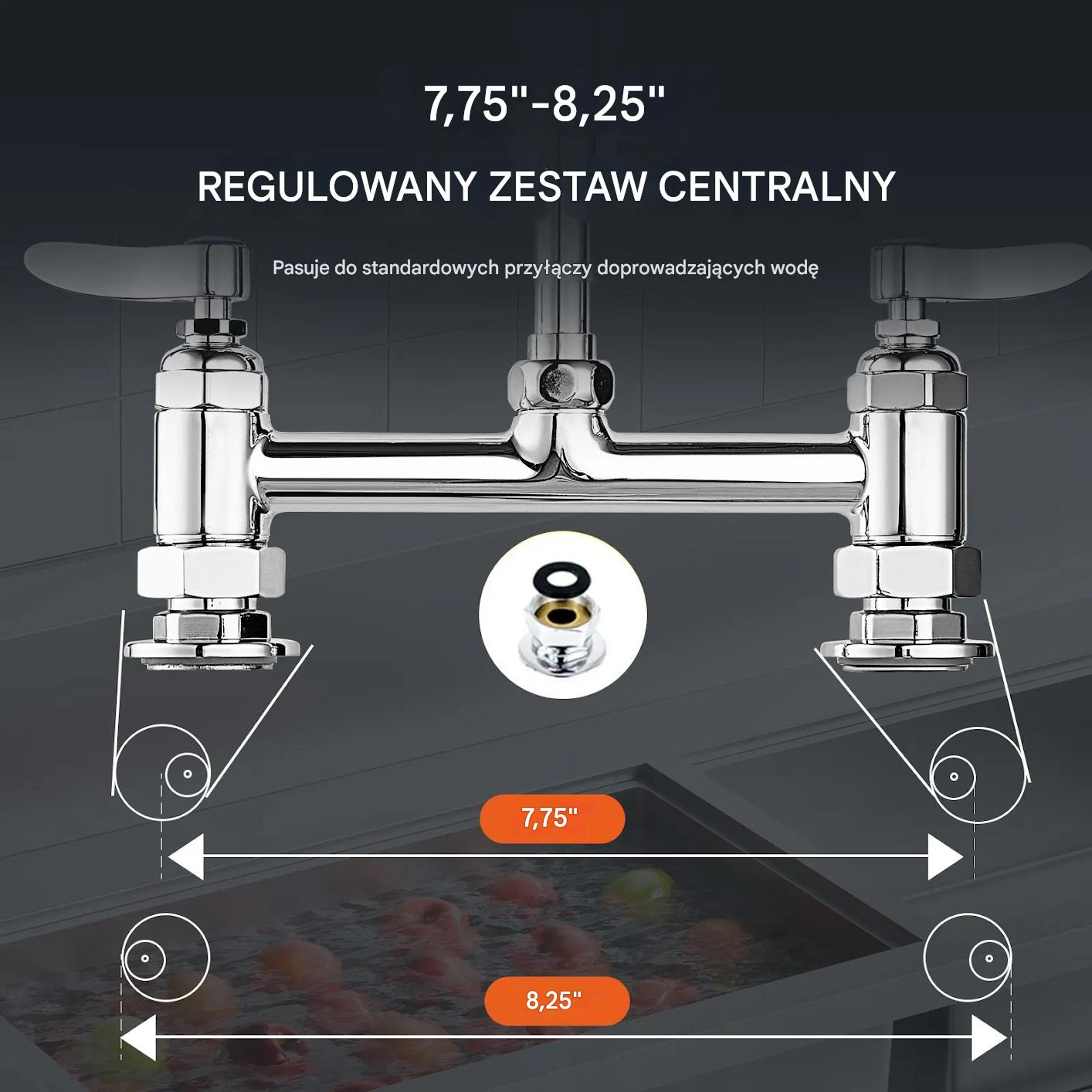 Bateria kuchenna z wylewką i prysznicem 66 cm mosiężna profesjonalna - obrazek 4