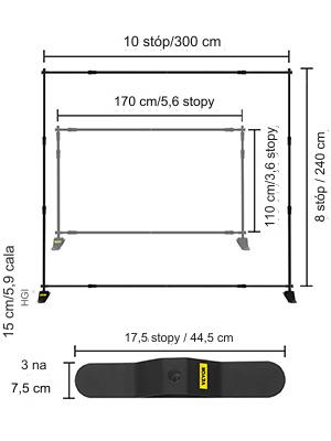 Stojak baner stelaż ścianka tło regulowany 300 x 240 cm - obrazek 2