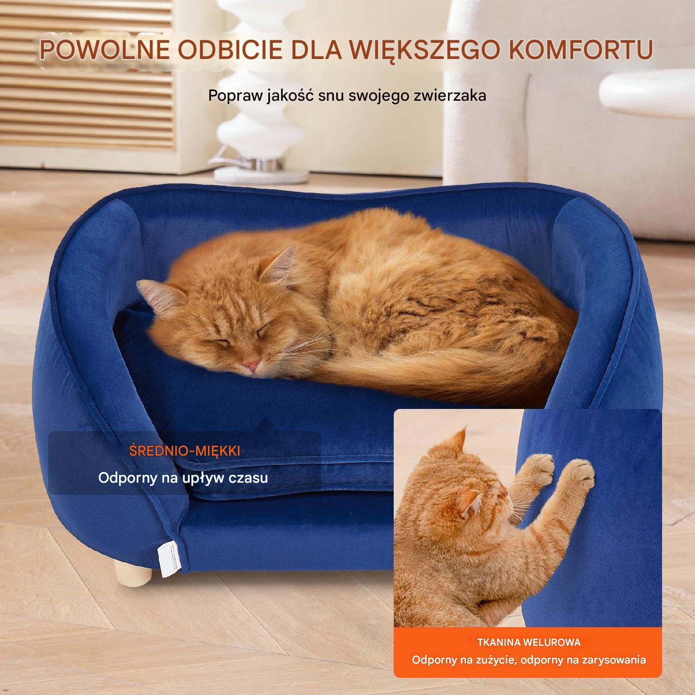 Sofa Kanapa dla Psów i Kotów Niebieska - obrazek 3