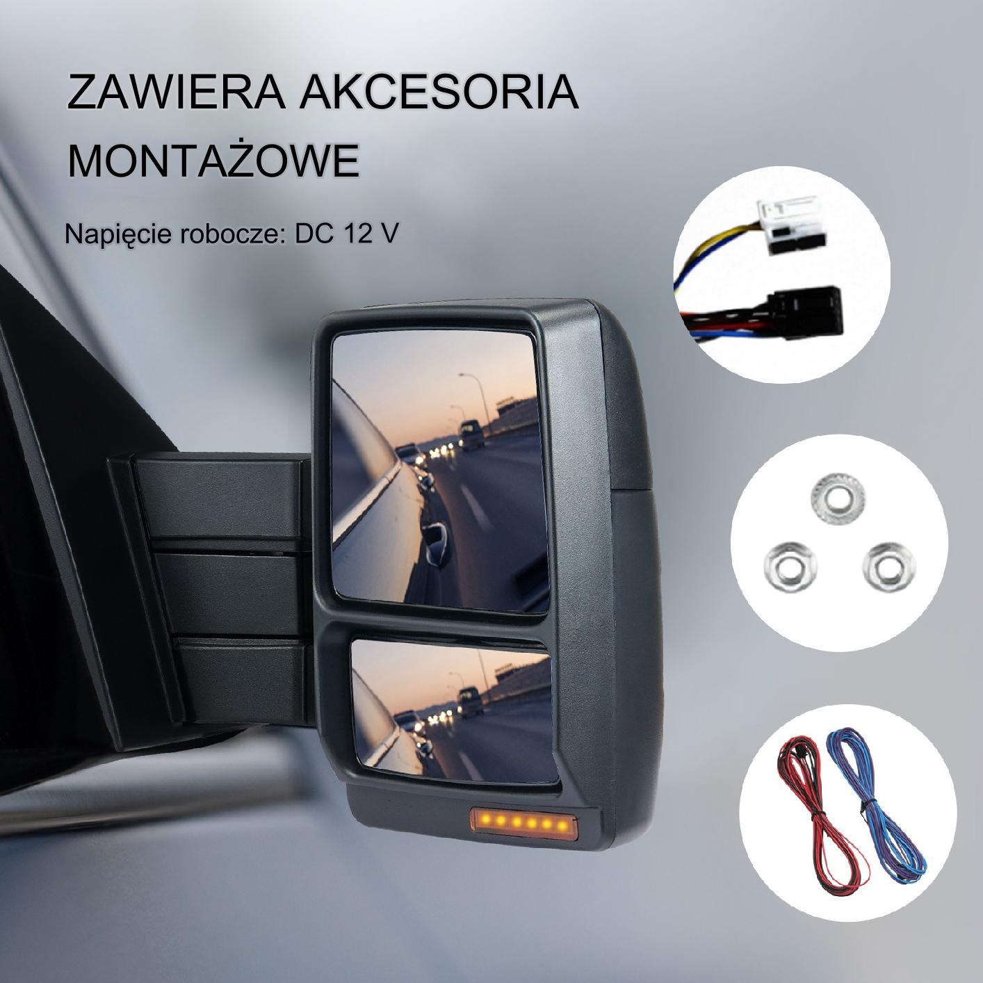 Lusterka holownicze Ford F150 2004-2014 podgrzewane LED regulowane czarne - obrazek 4