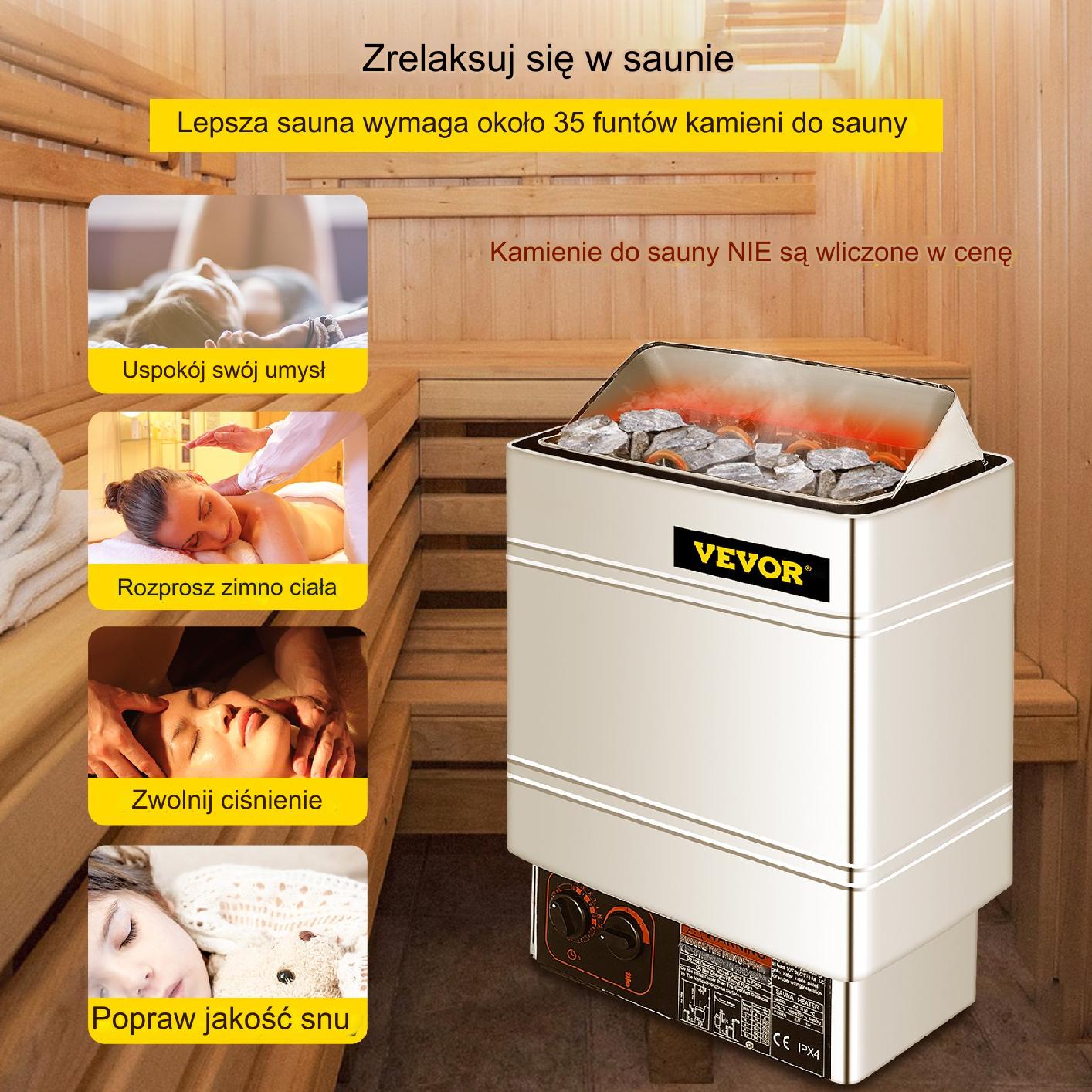 Piec do sauny elektryczny 9 kW ze sterownikiem zewnętrznym stal - obrazek 7
