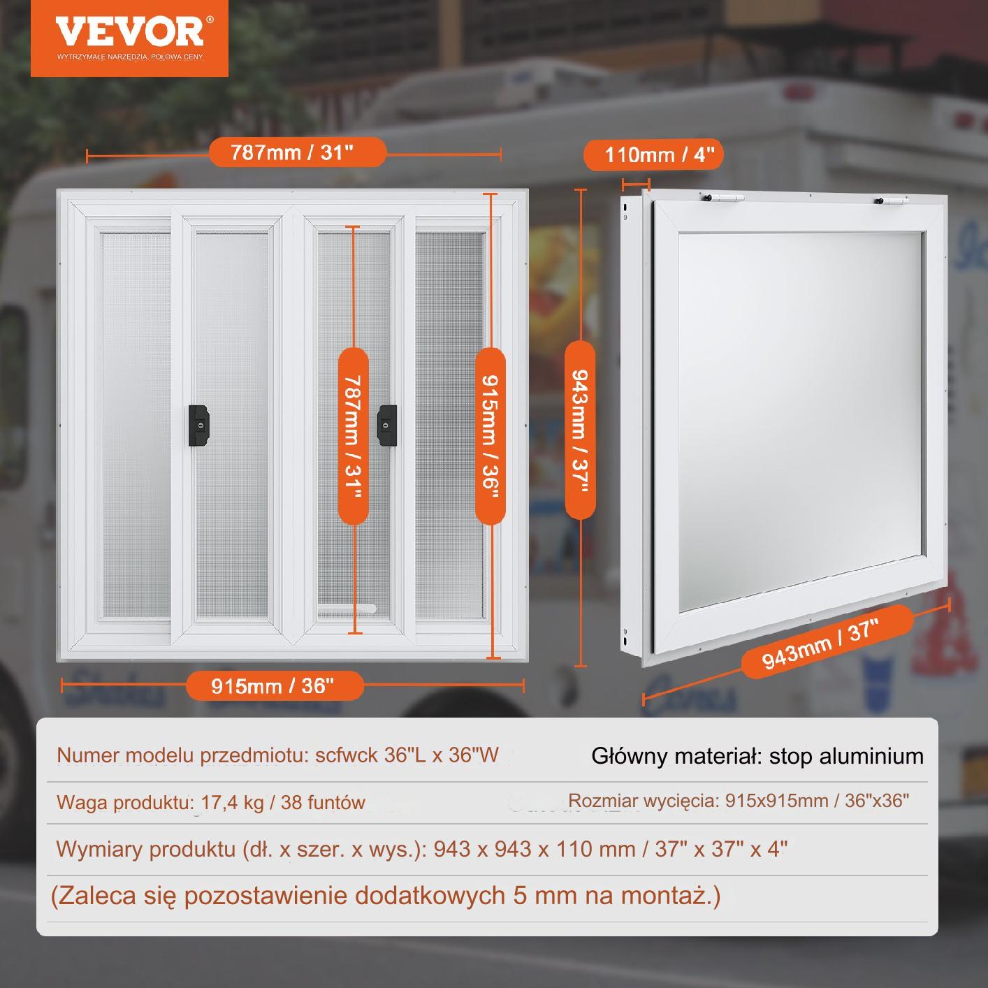 Okienko gastronomiczne okno podawcze 94,3x94,3cm – food truck gastronomia - obrazek 2