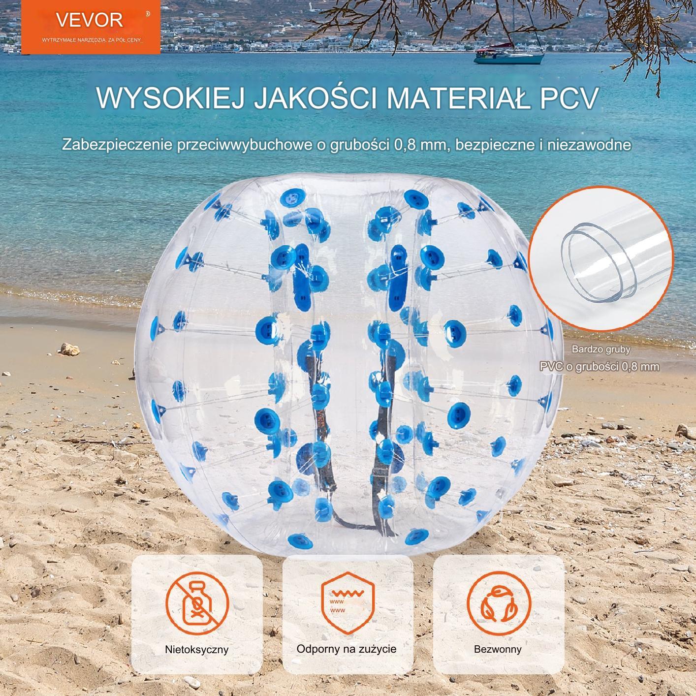 Nadmuchiwana piłka do odbijania się 150cm transparentna w niebieskie kropki - obrazek 7