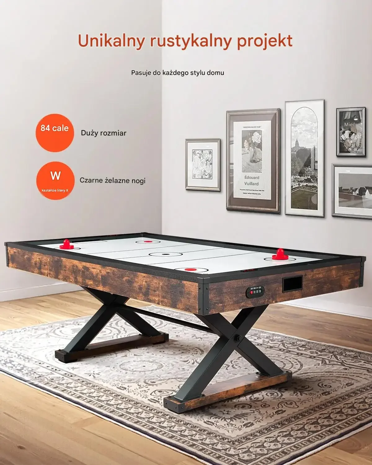 Stół do air hockey 214 cm elektroniczny licznik krążki i paletki arcade dom - obrazek 3