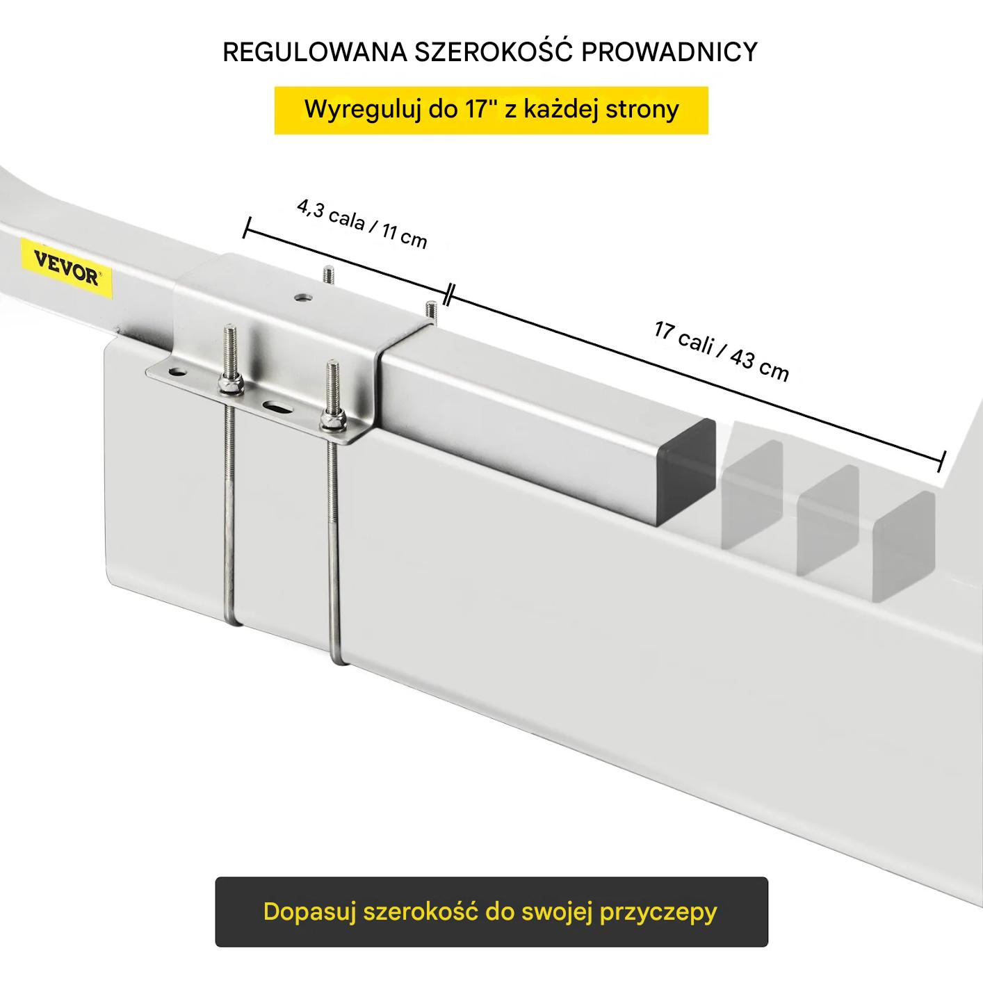 Prowadnice do przyczepy podłodziowej 116 cm aluminium regulowane - obrazek 6