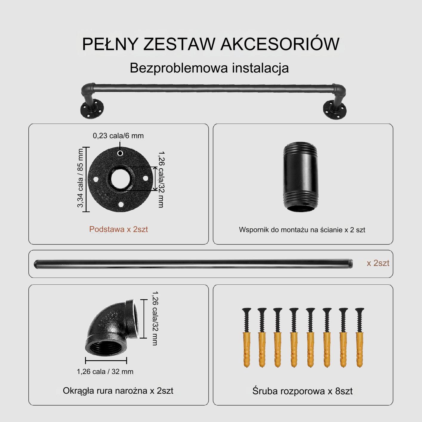 Poręcz schodowa 90cm stalowa ścienna rura montaż bezpieczeństwo wewnętrzna - obrazek 5