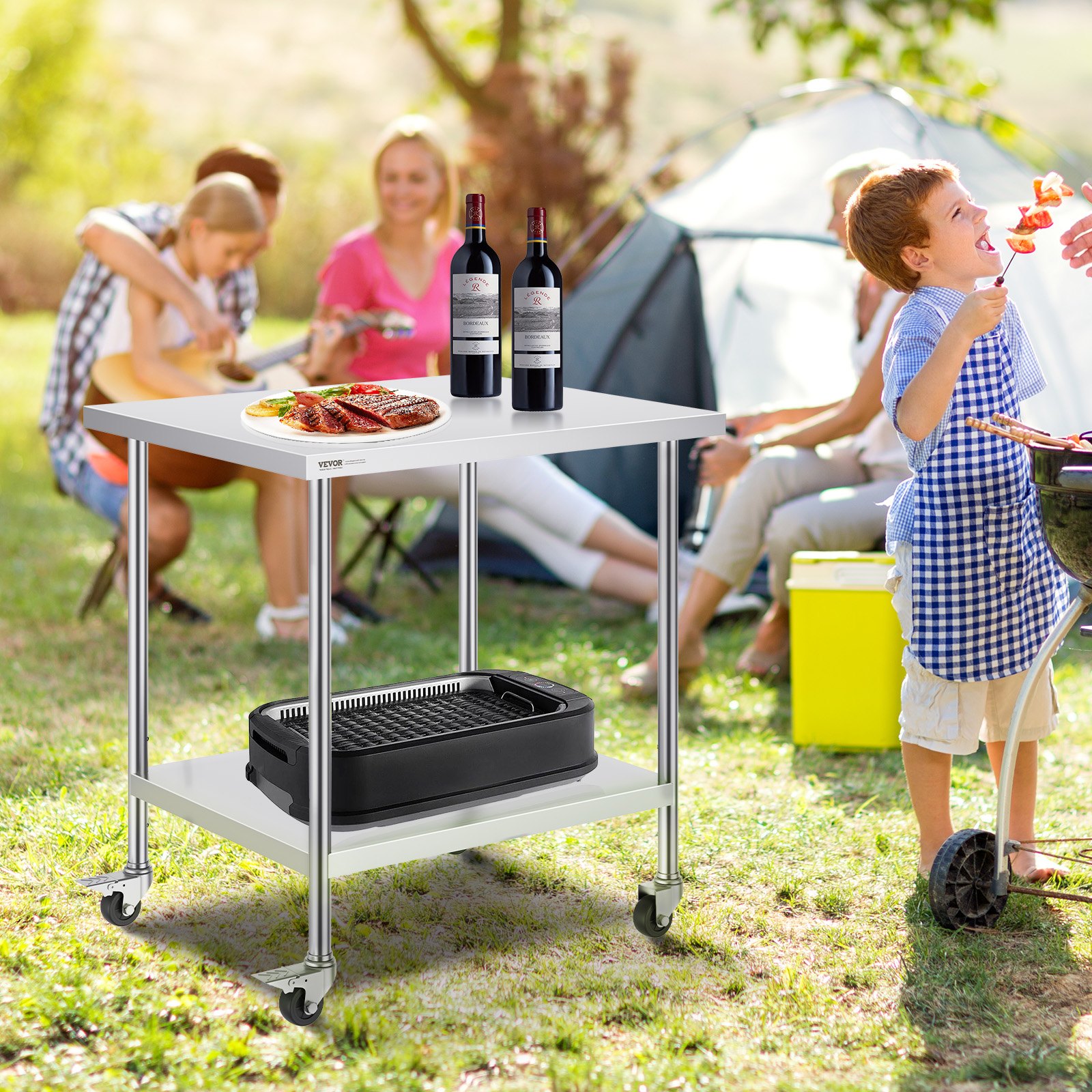 Stół blat roboczy nierdzewny 76x91cm 4 kółka stal gastronomia mobilny - obrazek 7