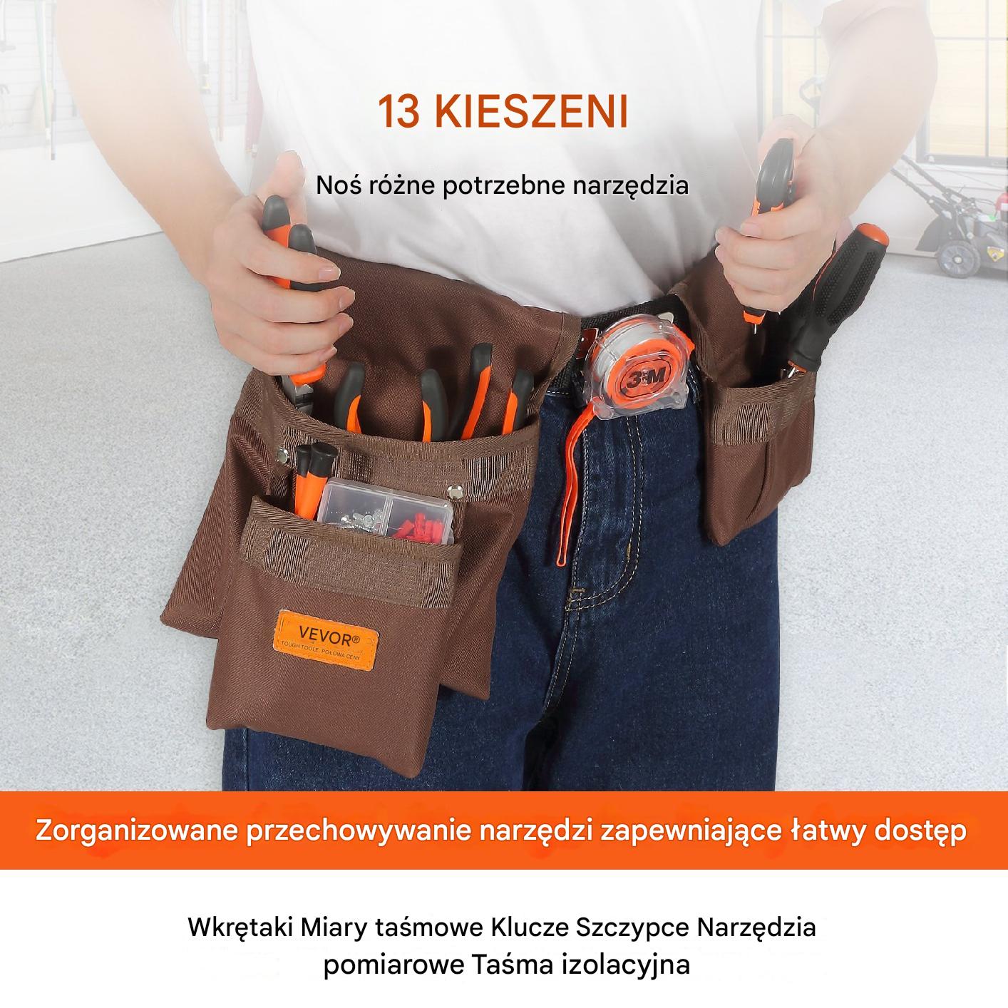Pas narzędziowy dekarski monterski 13 kieszeni - obrazek 3