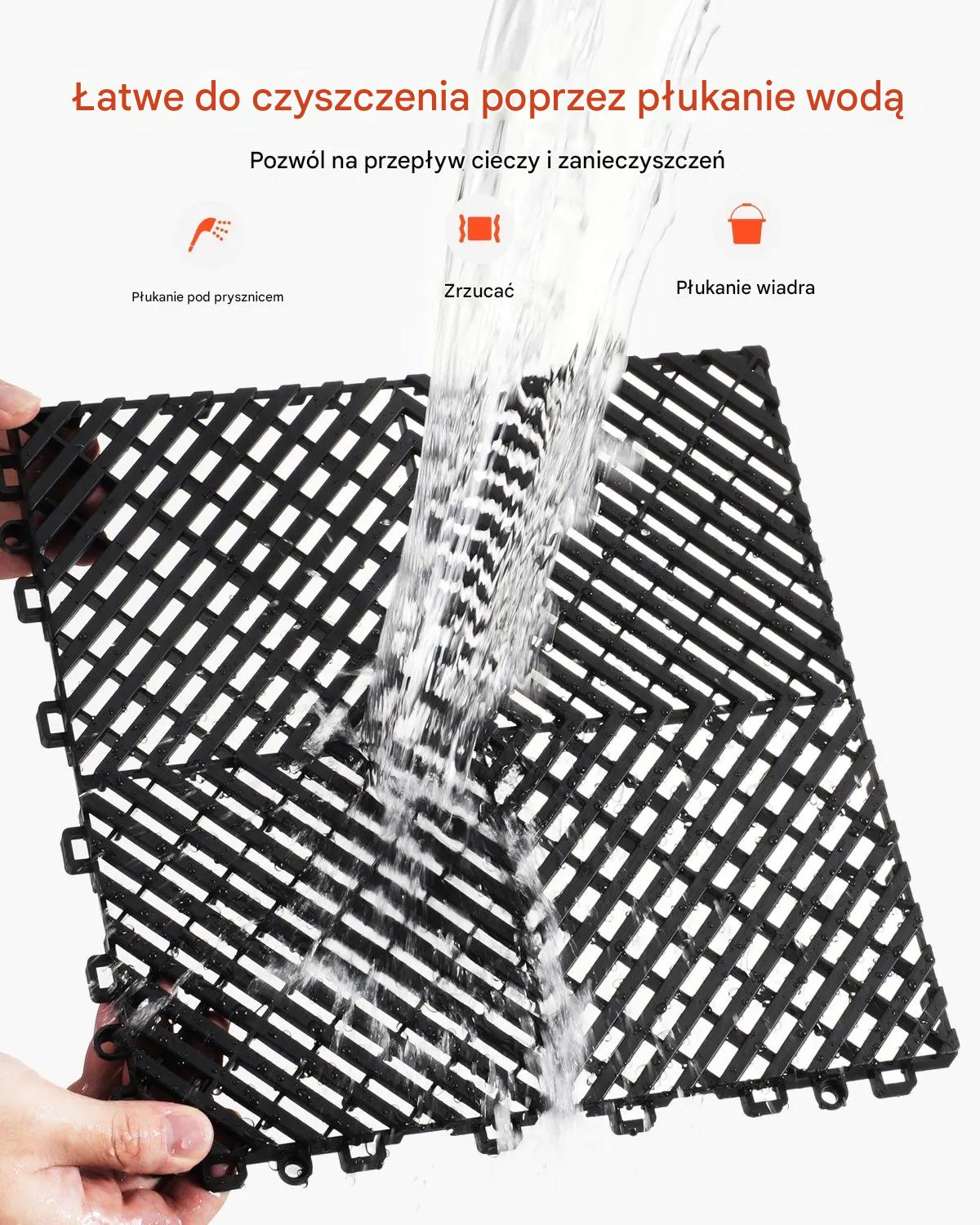 Mata drenażowa modułowa 31x31cm antypoślizgowa PP 50szt garaż ogród czarna - obrazek 7