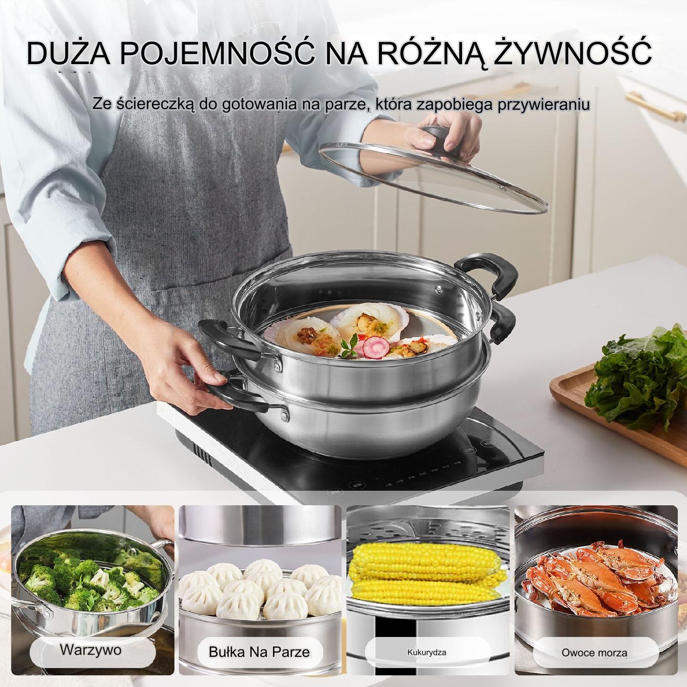 Garnek do Gotowania na Parze 28 cm z Pojemnikiem na Bulion i Warzywami - obrazek 6