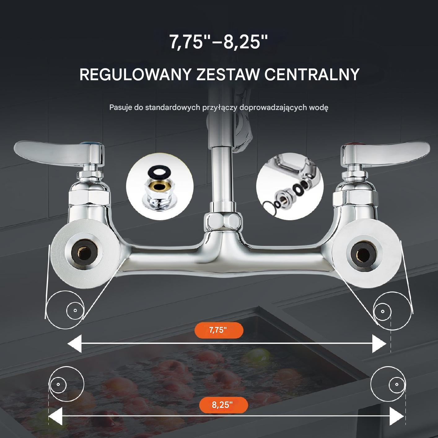 Komercyjna Bateria z Wylewką i Spryskiwaczem Pre-Rinse 1180 mm - obrazek 7