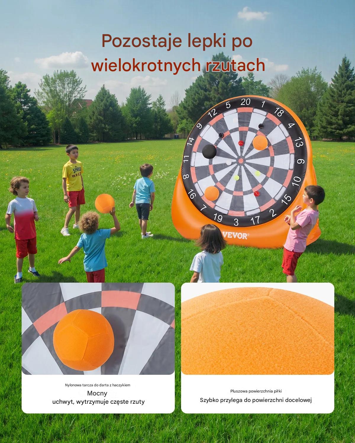 Dmuchana tarcza do piłki nożnej 1,83 m z piłkami gra ogrodowa zabawa - obrazek 3