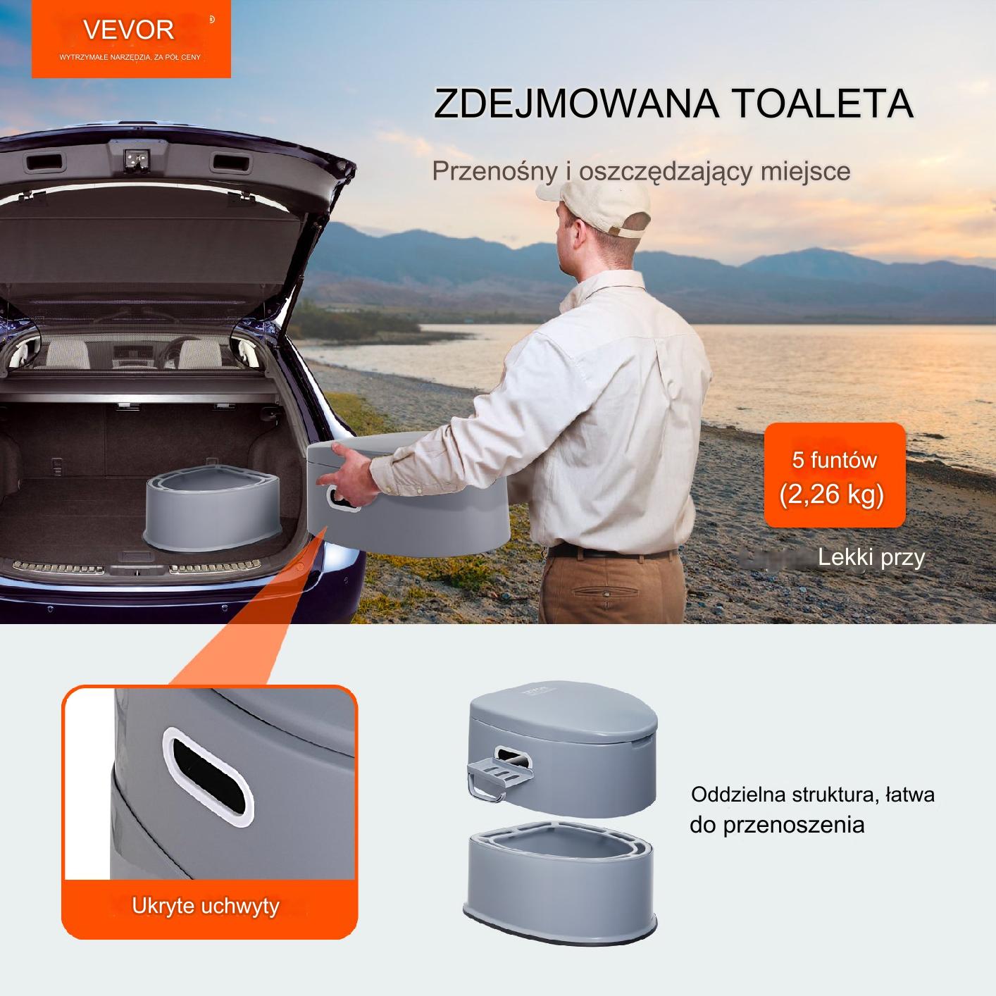 Toaleta turystyczna przenośna kempingowa mobilne WC na działkę i pod namiot - obrazek 7