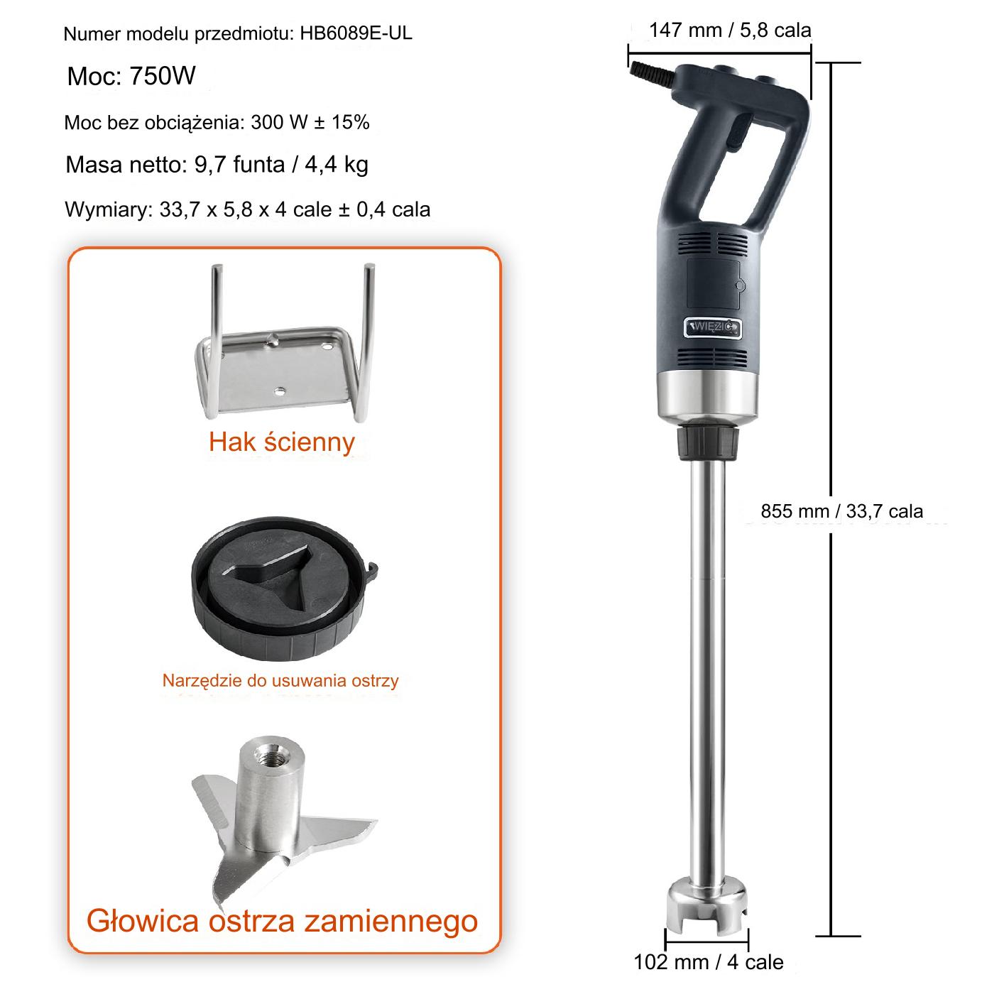Blender ręczny mikser gastronomiczny 750W 85,5 cm - obrazek 6