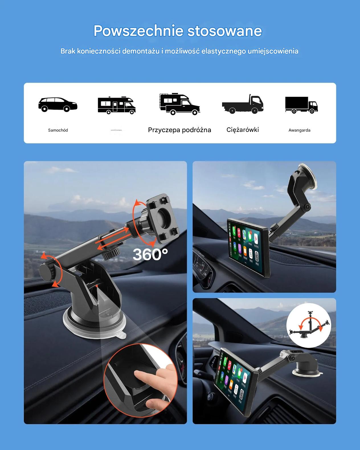 Ekran CarPlay/Android Auto 10″ dotykowy BT GPS z voice control do auta - obrazek 7