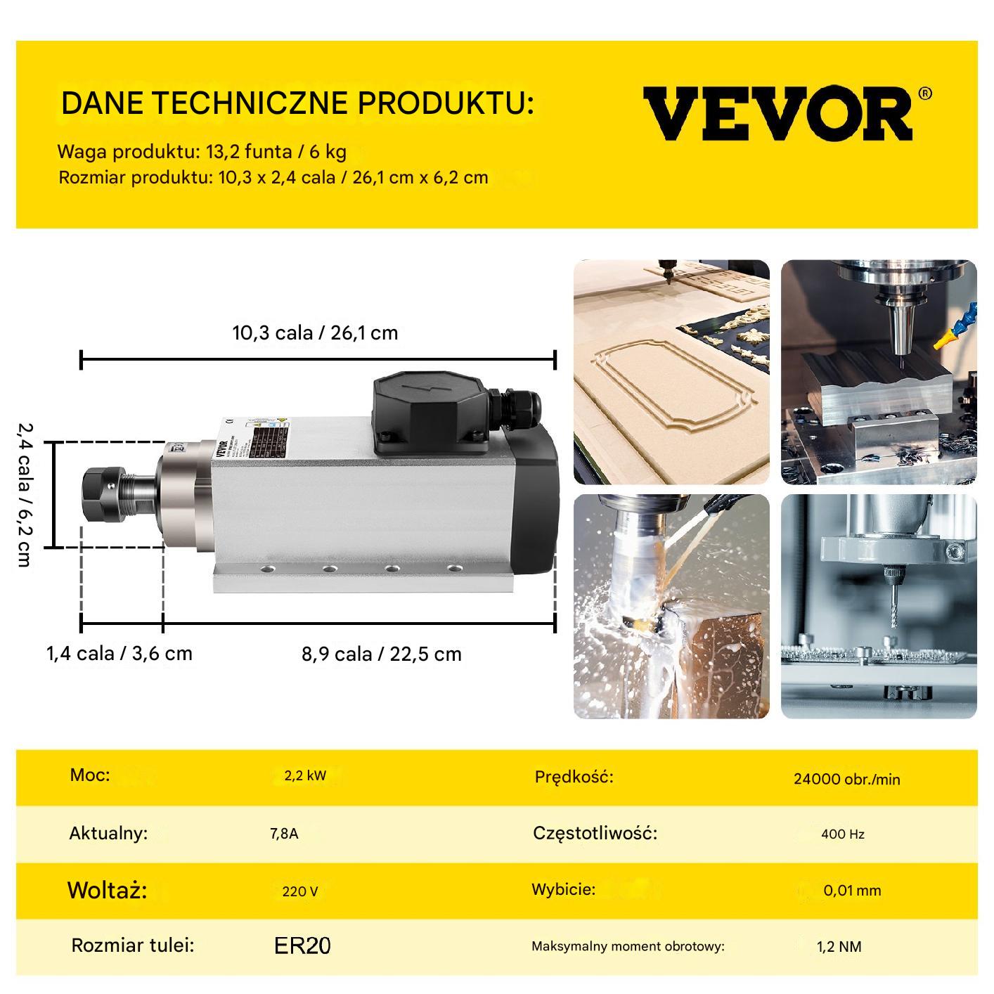 Elektrowrzeciono frezarki silnik wrzeciona CNC 2,2 kW chłodzenie premium - obrazek 2