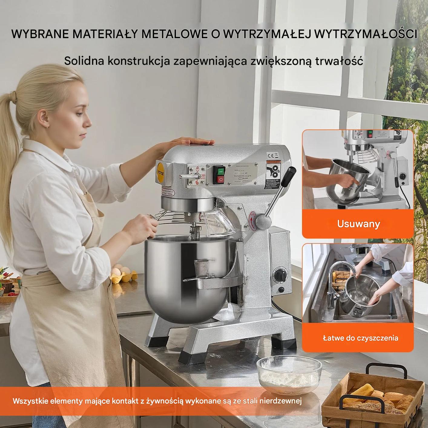 Mikser planetarny gastronomiczny 14L 550W 3 biegi do ciasta - obrazek 3
