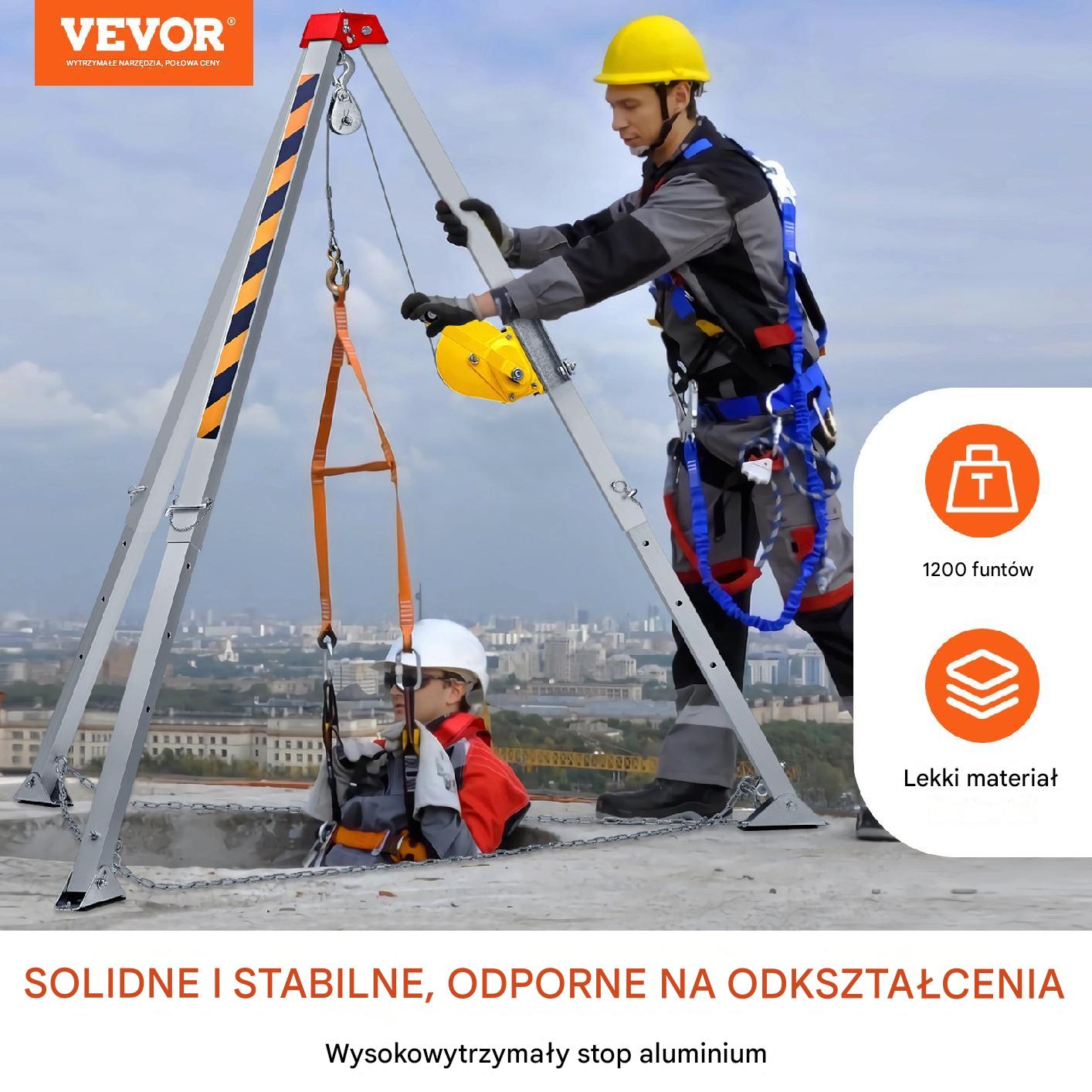 Trójnóg Statyw Ratowniczy z Wciągarką do Przestrzeni Zamkniętych 544 kg - obrazek 7
