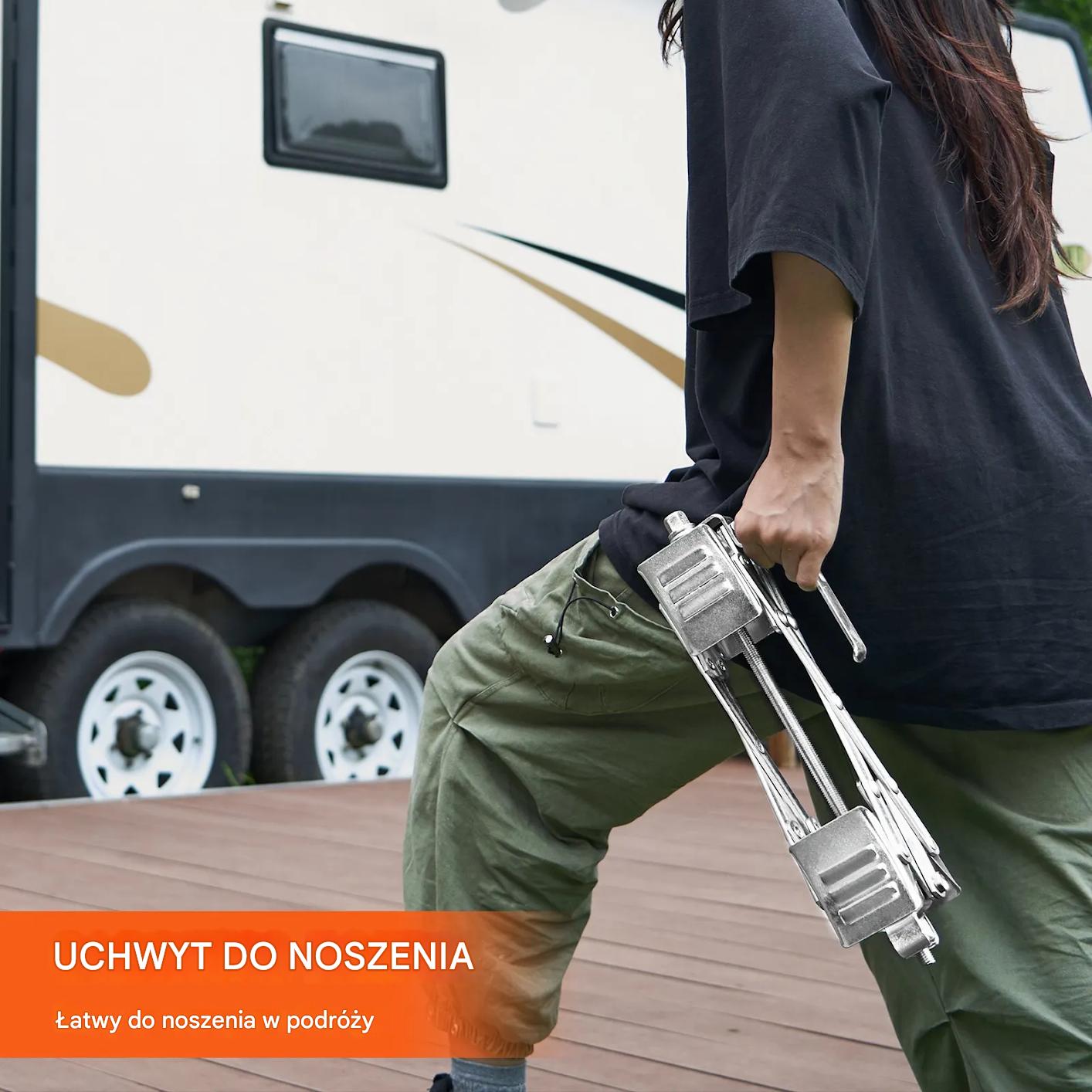 Klin stabilizator kół kampera X regulowany zestaw z kluczem camping - obrazek 5