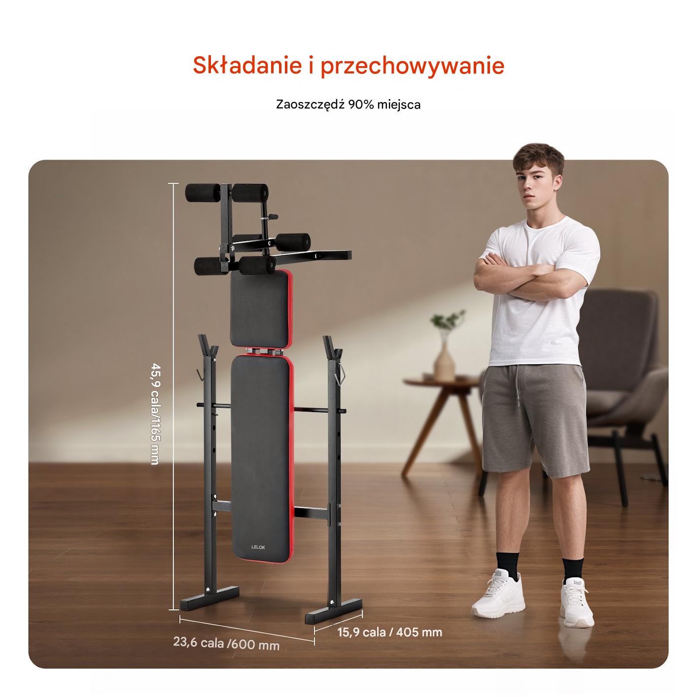 Ławka Treningowa do Ćwiczeń Regulowana Wielofunkcyjna Przysiady Pompki - obrazek 8