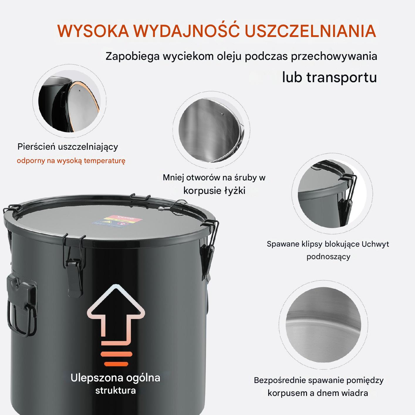 Wiadro na Tłuszcz do Frytkownic Fryturę 30 Litrów czarny - obrazek 4