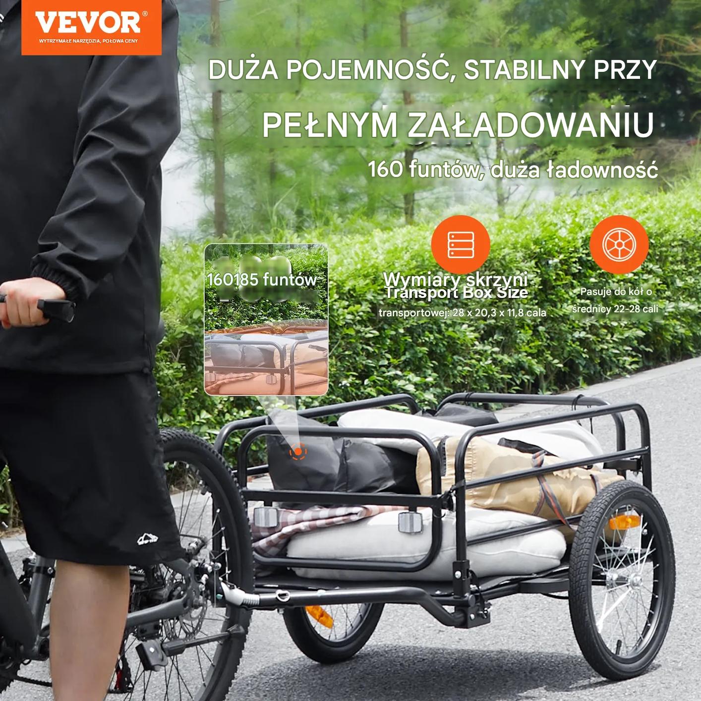 Przyczepka rowerowa 72.5 kg, składana, koła 40.6 cm, z hitch - obrazek 5