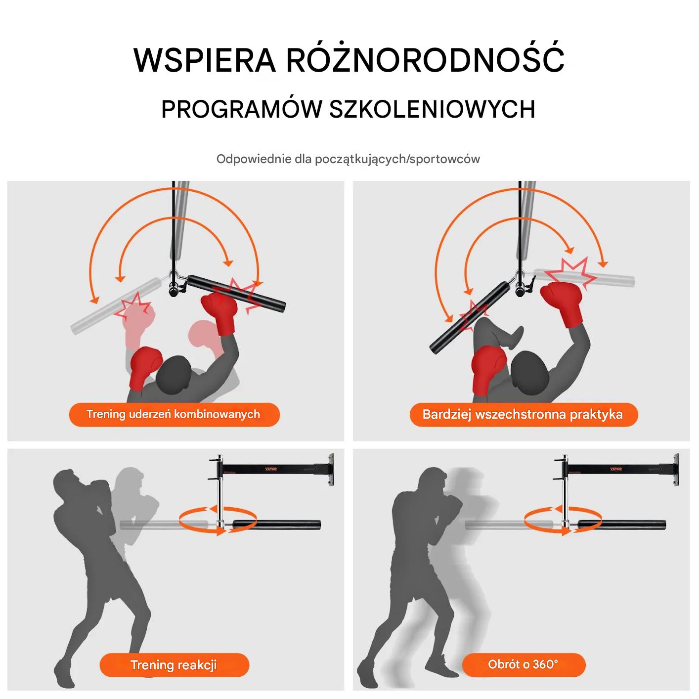 Tarcza bokserska ścienna obrotowa z rękawicami do treningu MMA i fitness - obrazek 5