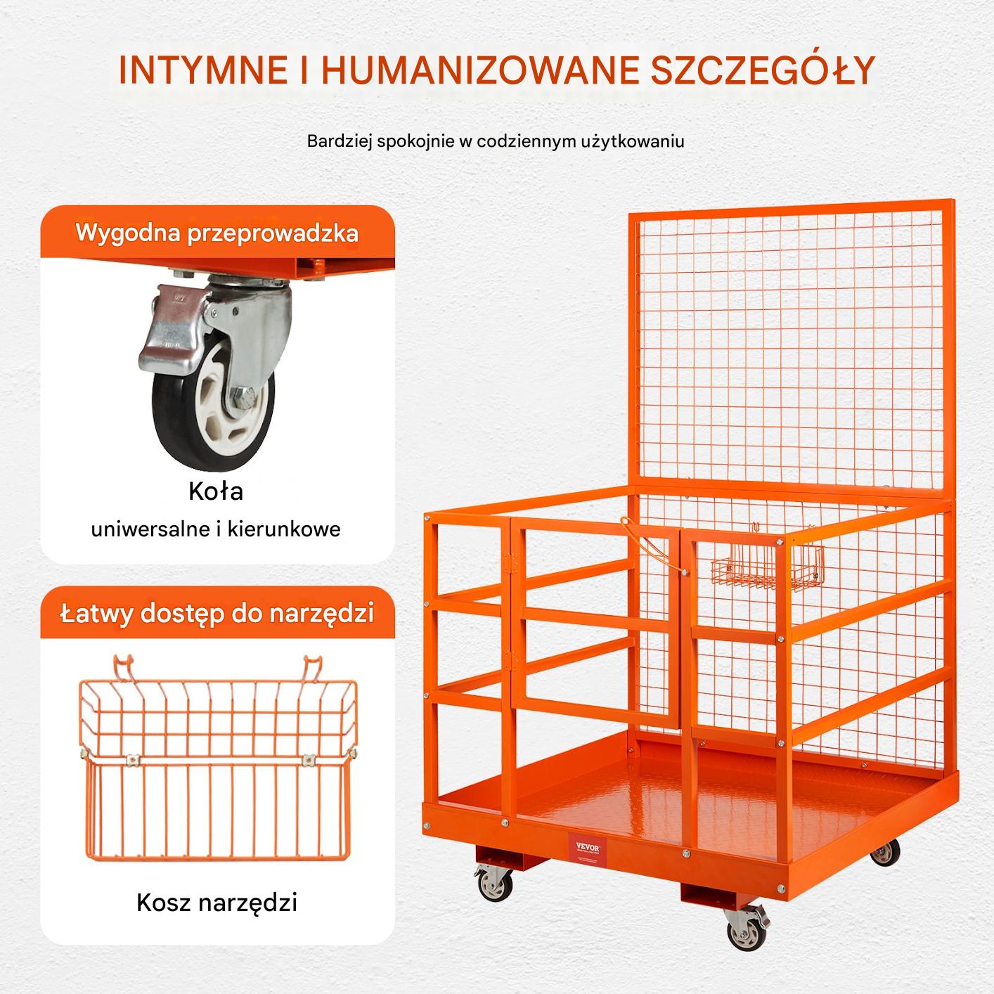 Klatka robocza do wózka widłowego 635kg platforma 109×114cm prace wysokości - obrazek 4