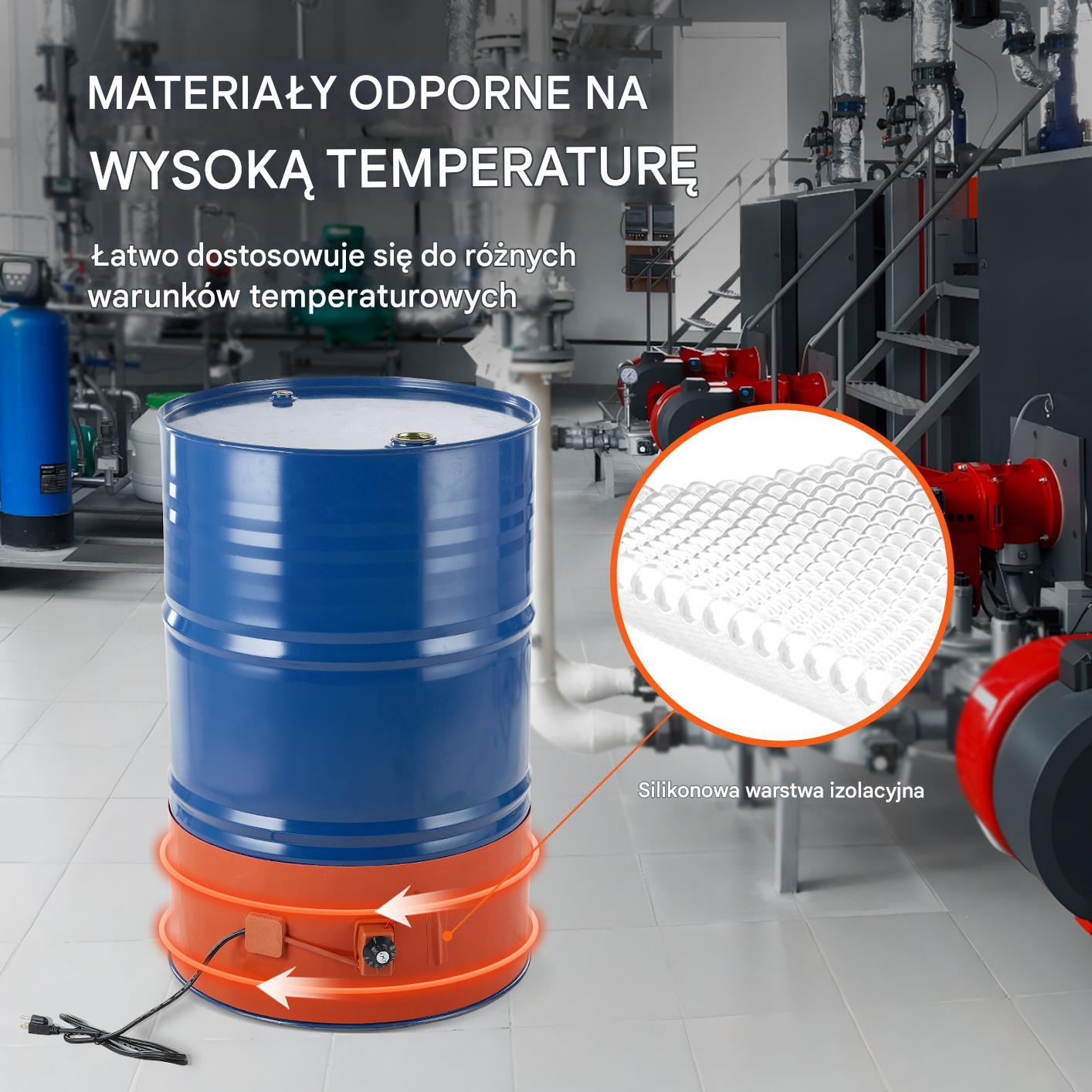 Ogrzewacz do beczki 208 l 1200W 30–150°C pas grzewczy szer. 25 cm - obrazek 3